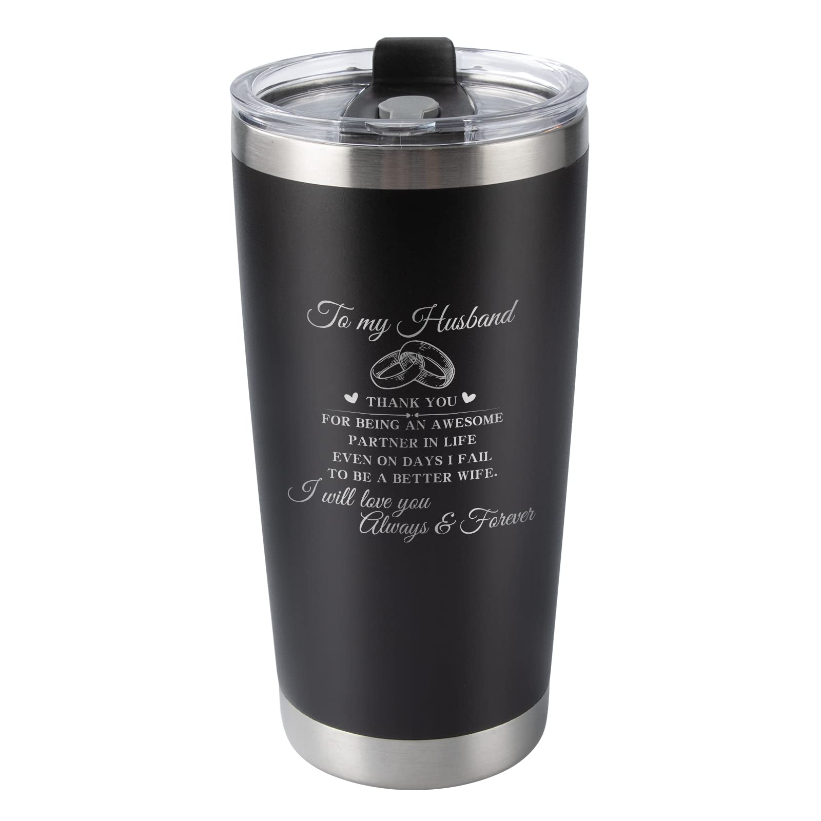 RAYKUL 20 oz Insulated Tumbler - Best Birthday & Anniversary Gift for Husband, Travel Mug for Men - Perfect for Coffee, Tea & Cold Drinks at Work, Gym or Road Trips