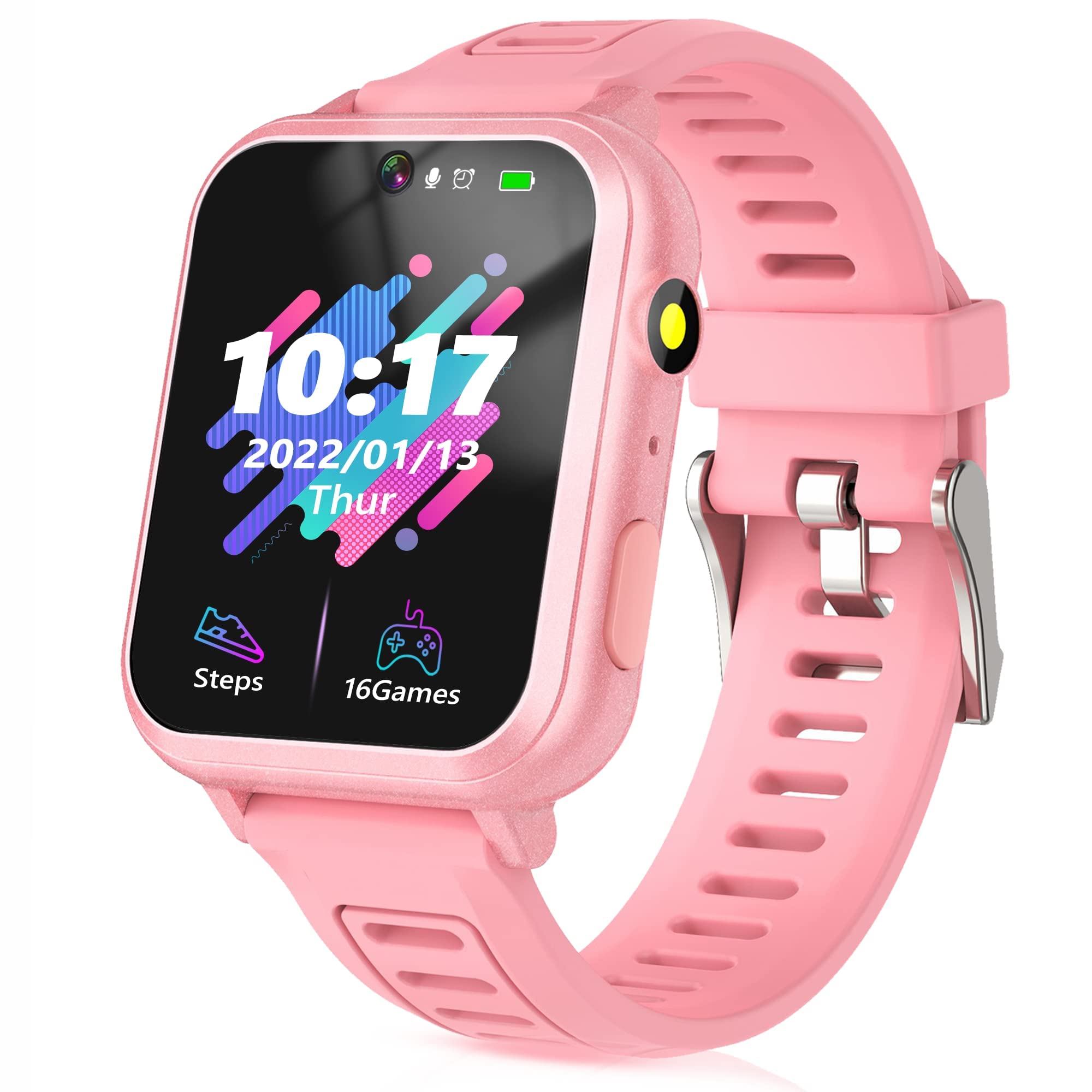 LITEYPP Kids Smart Watch - Interactive Game Watch for Boys & Girls with Music, Video, Camera, Pedometer, Alarm & Flashlight - Perfect Gift for Birthdays, School & Outdoor Play - Pink