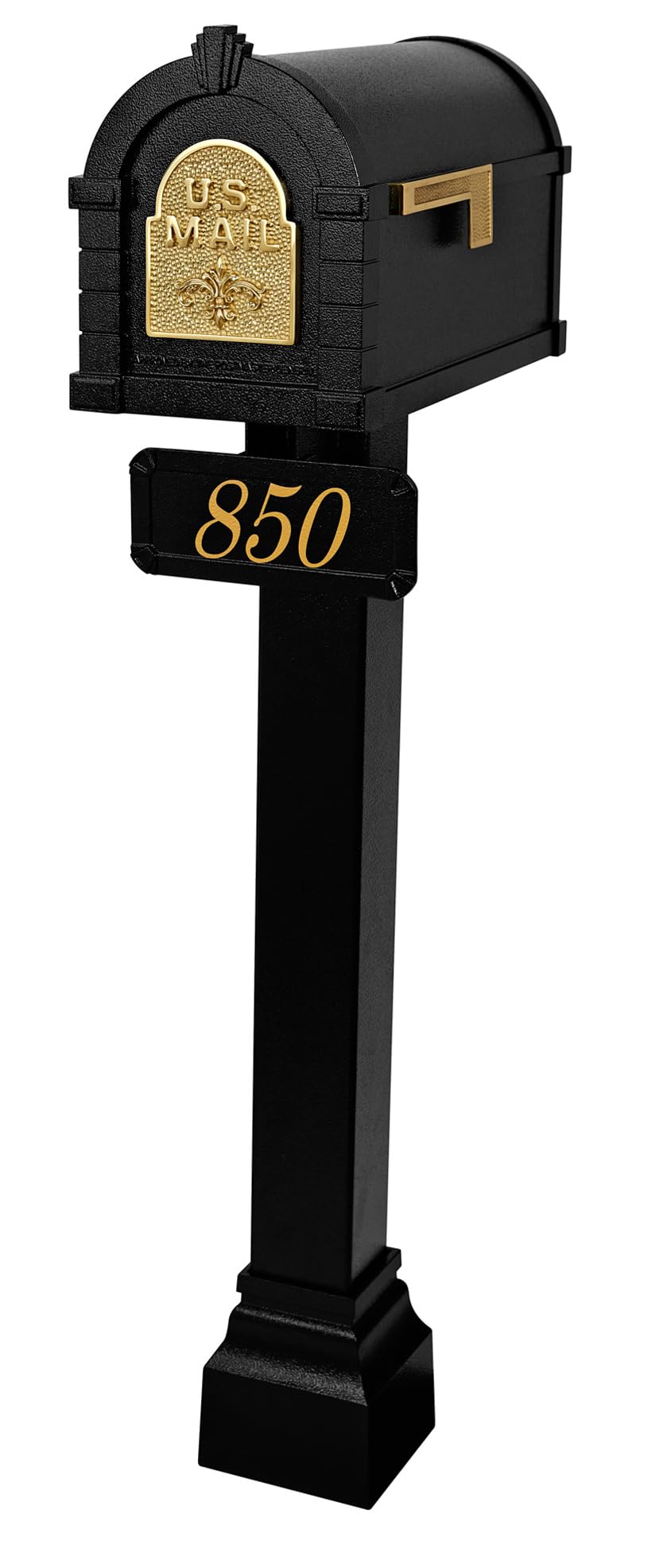 Gaines Keystone Series Mailbox - Black with Polished Brass Eagle - Durable Outdoor Mailbox for Home, Office & Commercial Use - Weather-Resistant & Secure Mail Delivery Solution