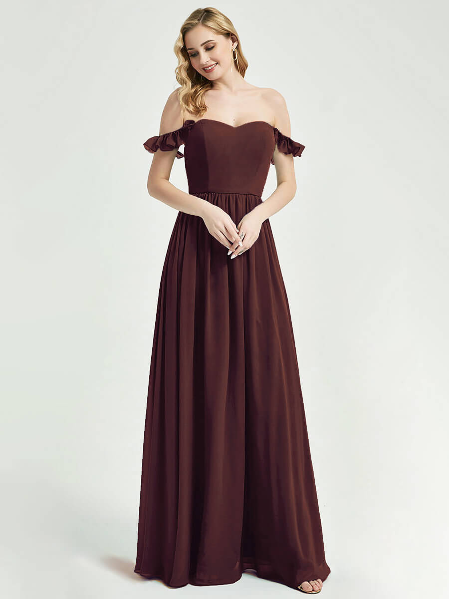Elegant Cabernet 3-in-1 Convertible Chiffon Bridesmaid Dress with Detachable Straps - Perfect for Weddings, Proms & Formal Events