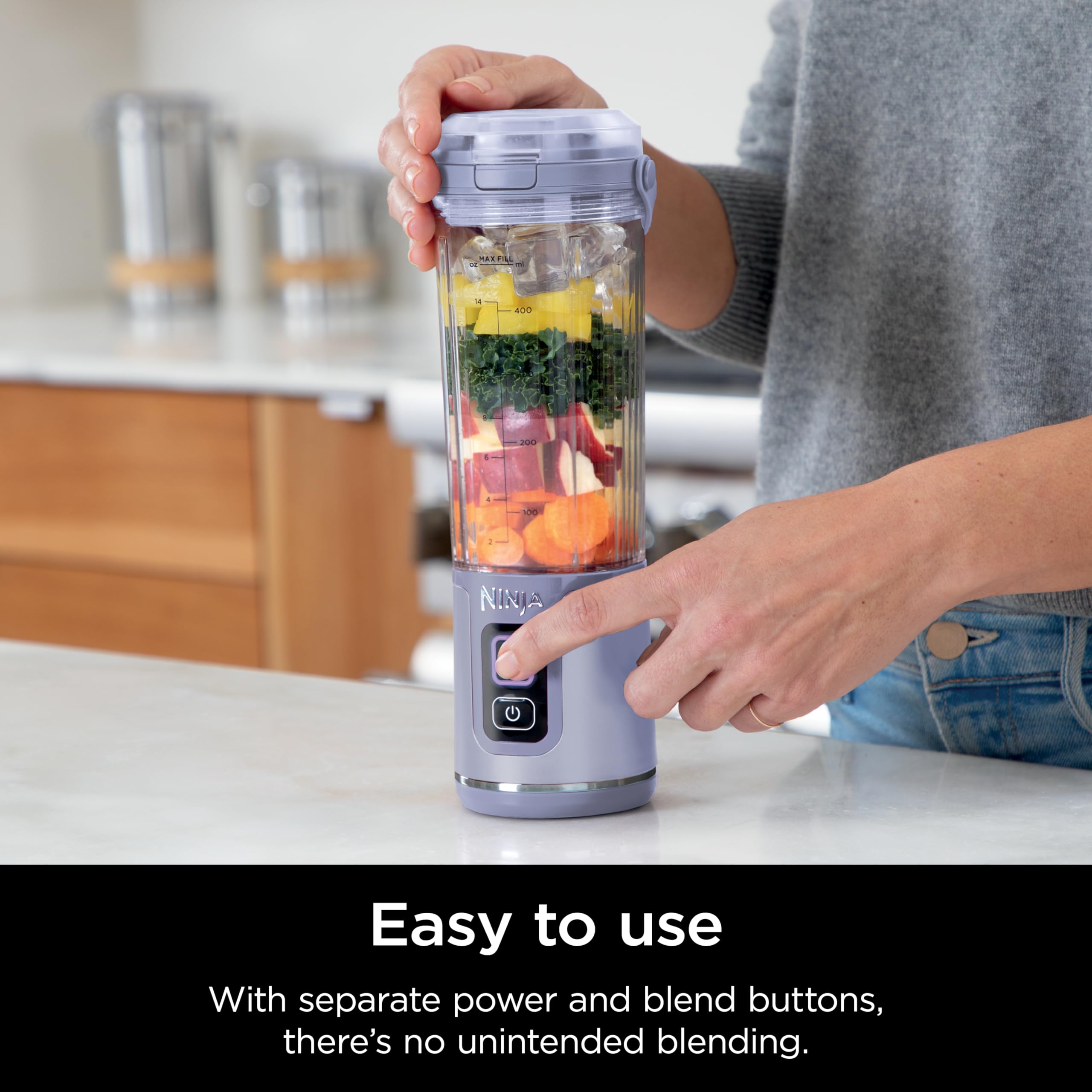 Ninja Blast Portable Blender - 18oz Cordless Personal Blender for Smoothies & Protein Shakes | BPA Free, Leakproof Lid with Sip Spout | USB-C Rechargeable & Dishwasher Safe | Perfect for Gym, Office & Travel | Lavender (BC151ML)