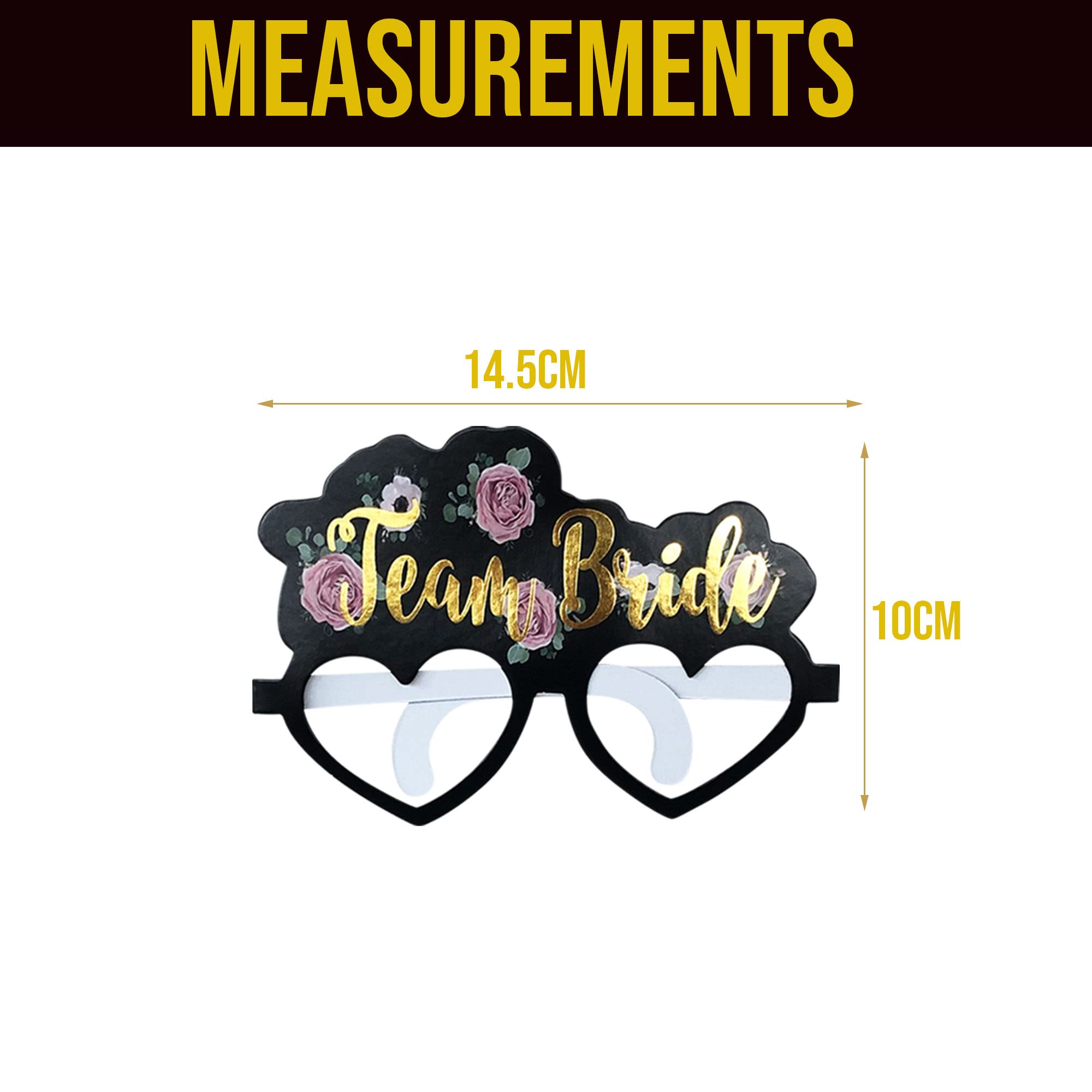 17 Pack Hen Party Glasses - 16x Team Bride & 1x Bride to Be - Black Floral Gold Sunglasses for Bachelorette Party Decorations, Bridal Shower Accessories & Girls Night Out - Perfect for Wedding Celebrations, Girls Trips & Photo Props