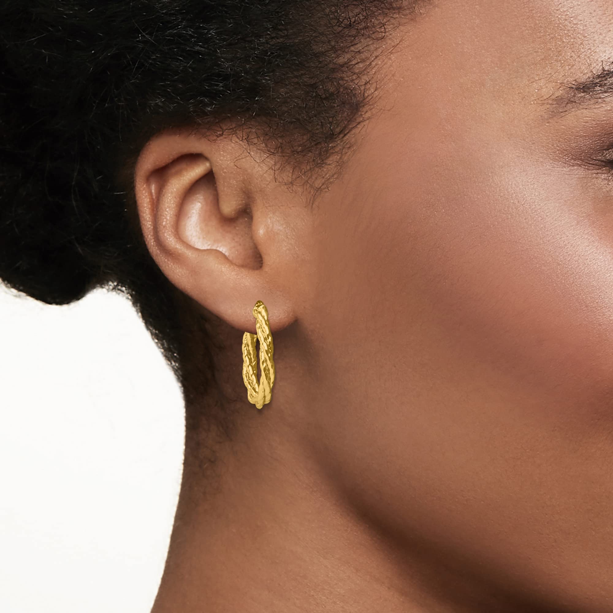 Ross-Simons 14K Italian Yellow Gold Twisted Oval Hoop Earrings for Women - Elegant Everyday Jewelry Gift for Her, Perfect for Parties, Weddings & Special Occasions