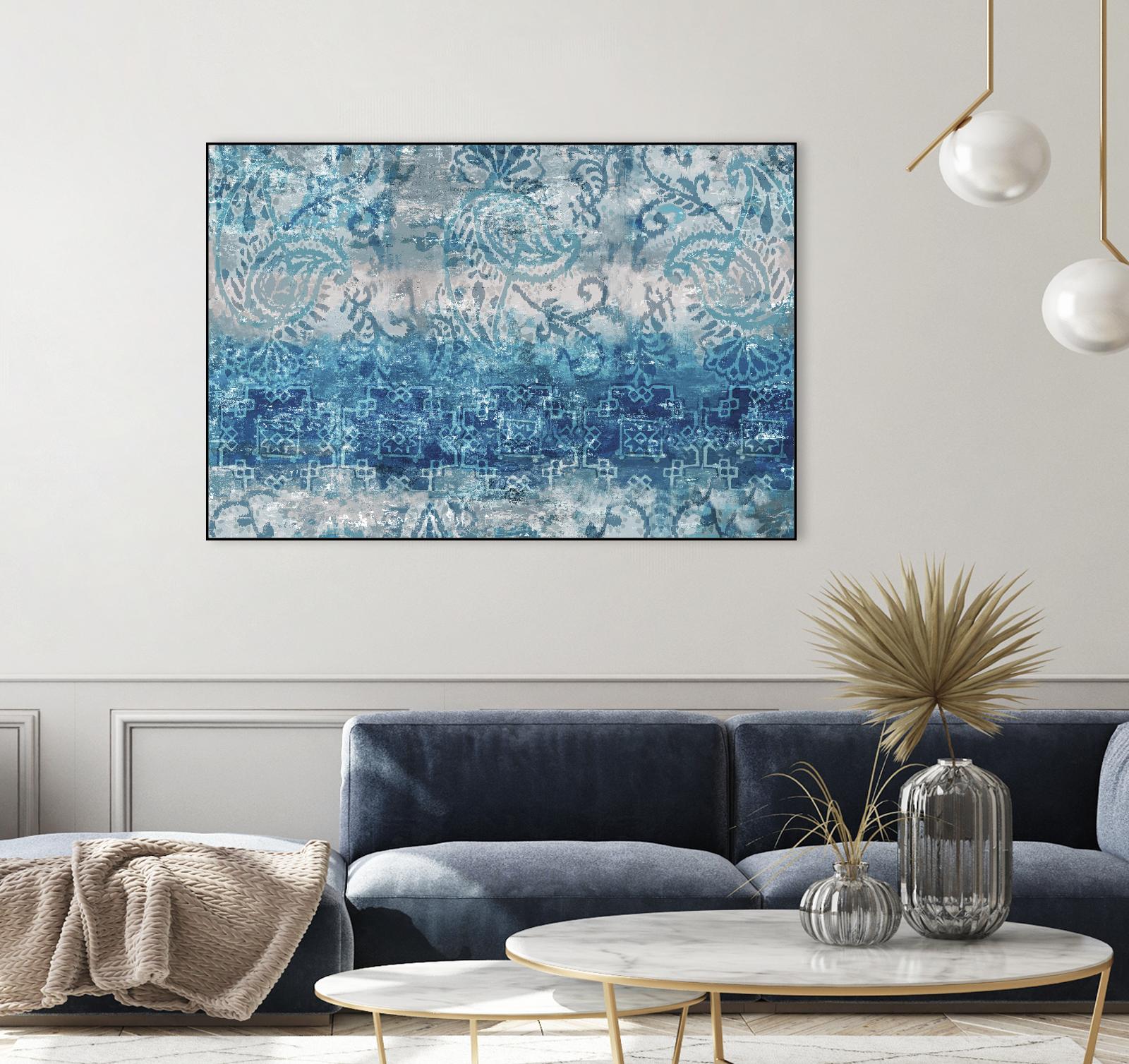 Blue Abstract Elegance II Canvas Wall Art - Modern Home Decor for Living Room, Bedroom & Office | Handmade Painting for Stylish Interior Design