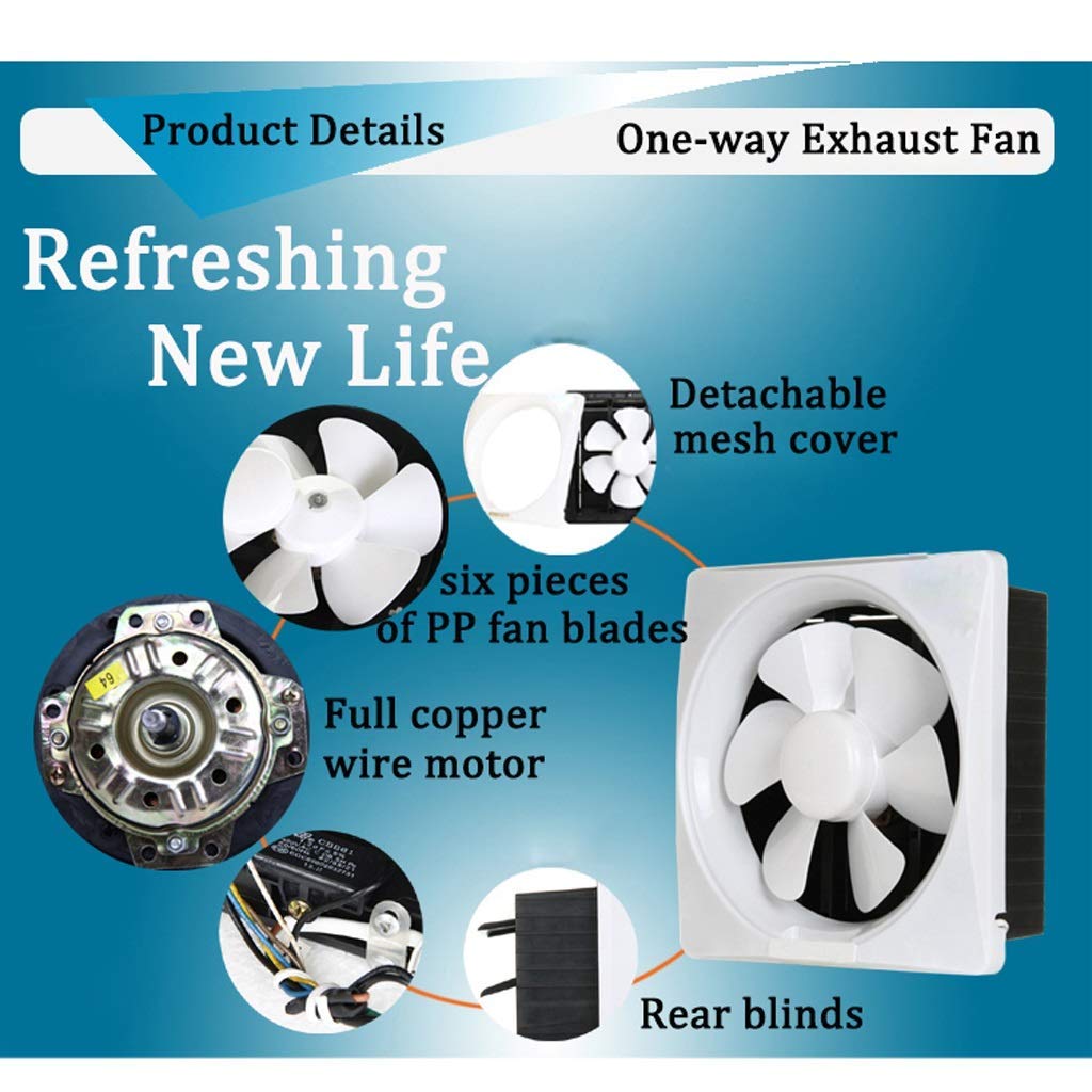10 Inch Low Noise Bathroom Extractor Fan - Gray Ventilation Fan for Kitchen, Bathroom & Window - Quiet Household Exhaust Fan for Improved Air Quality & Odor Control