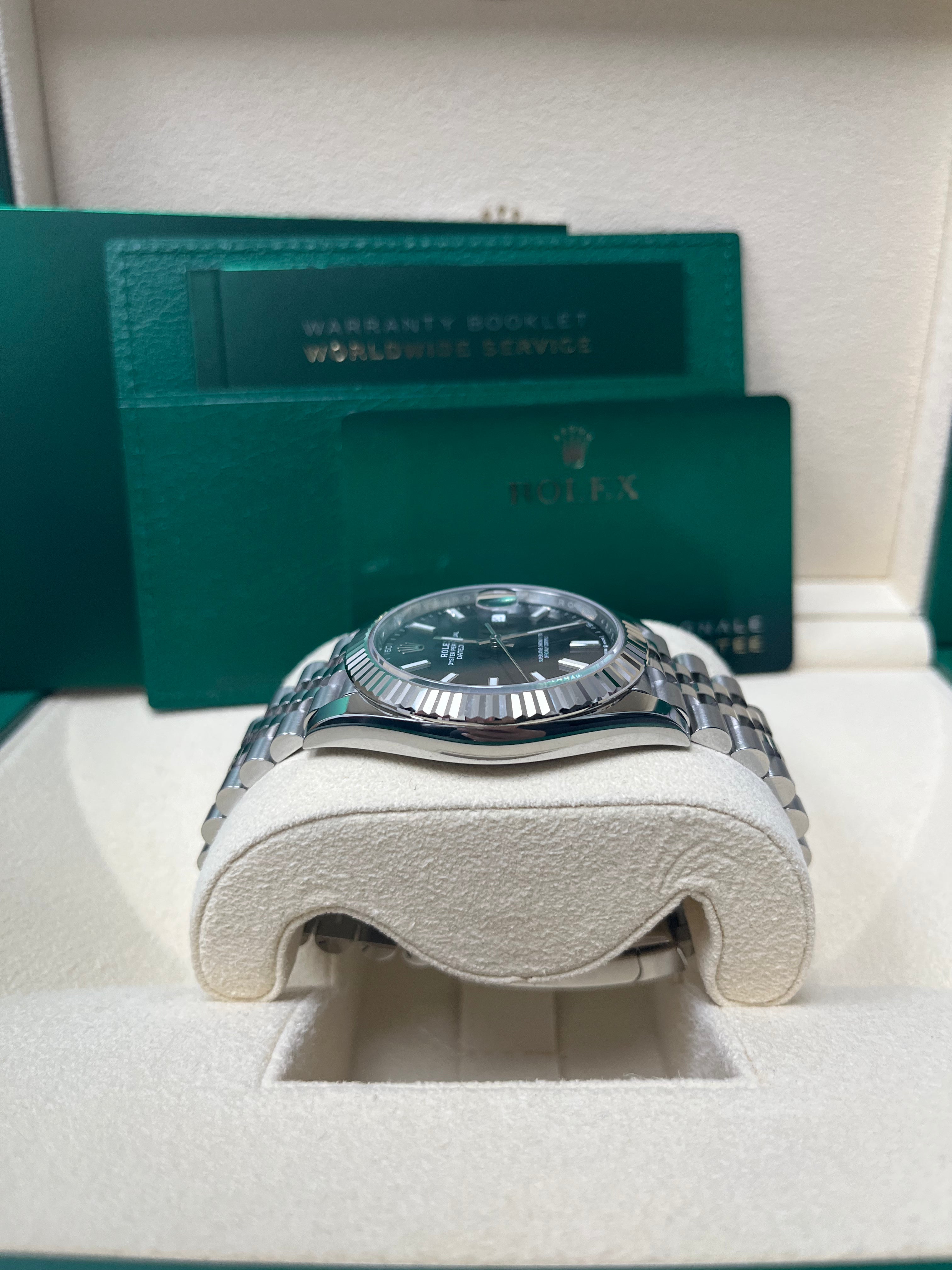 Rolex Datejust 41 Men's Watch - Stainless Steel & White Gold, Black Index Dial, Fluted Bezel, Jubilee Bracelet (Ref# 126334) | Luxury Dress Watch for Business & Formal Occasions