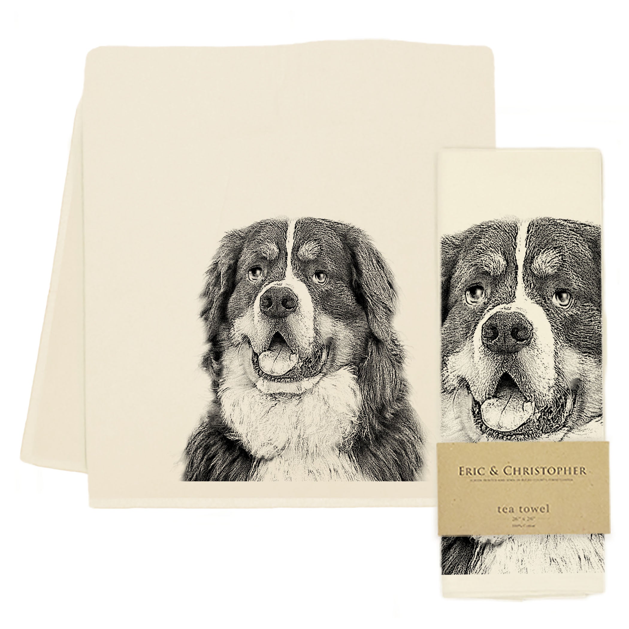 Bernese Mountain Dog Tea Towel - Cute Kitchen Towel with Swiss Dog Design - Perfect for Dish Drying, Hand Towel, and Home Decor