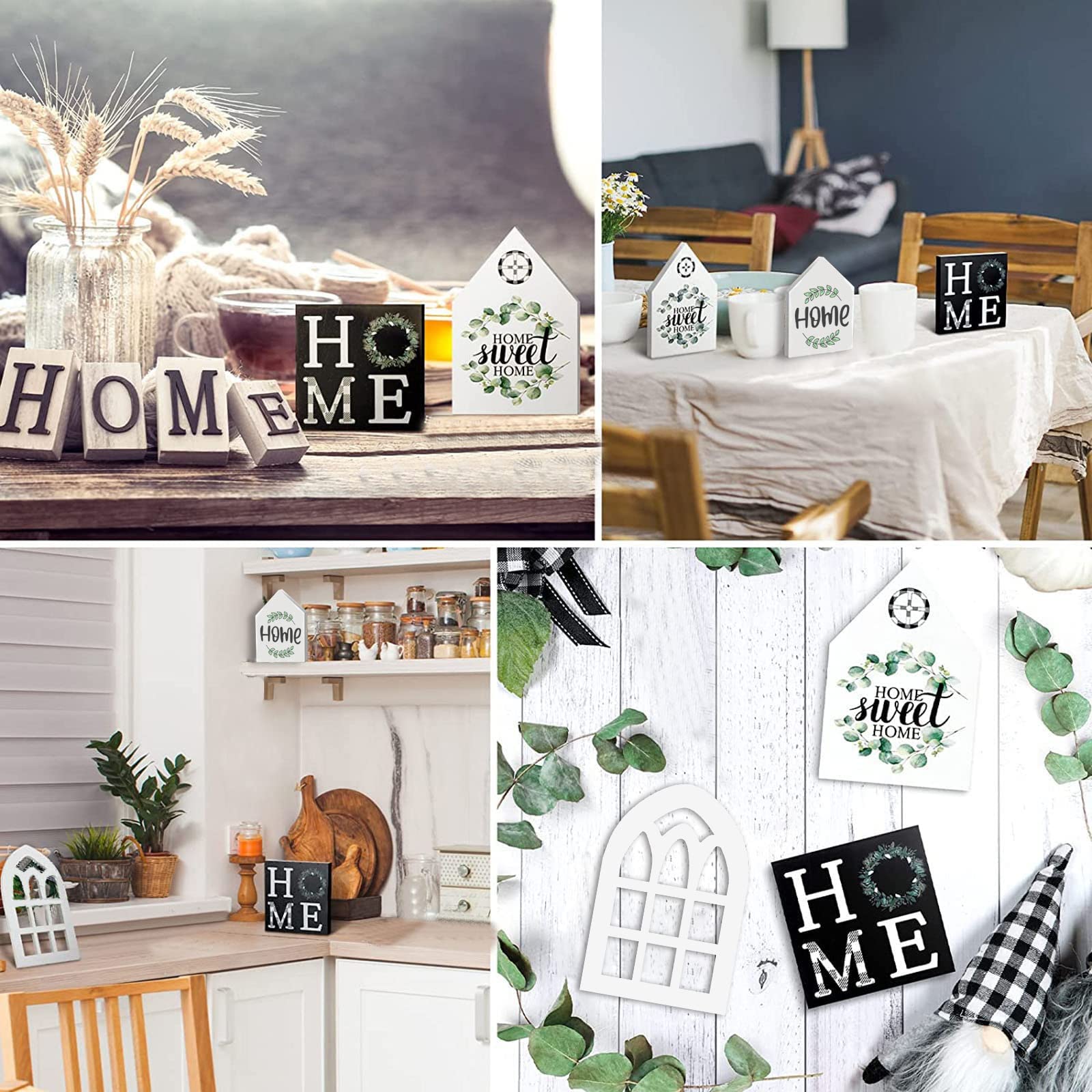 Farmhouse Tiered Tray Decor Set - 4 Piece Rustic Wooden Signs for Easter, St. Patrick's Day & Spring Home Decor | Perfect for Kitchen Counter, Entryway Display & Seasonal Table Centerpiece