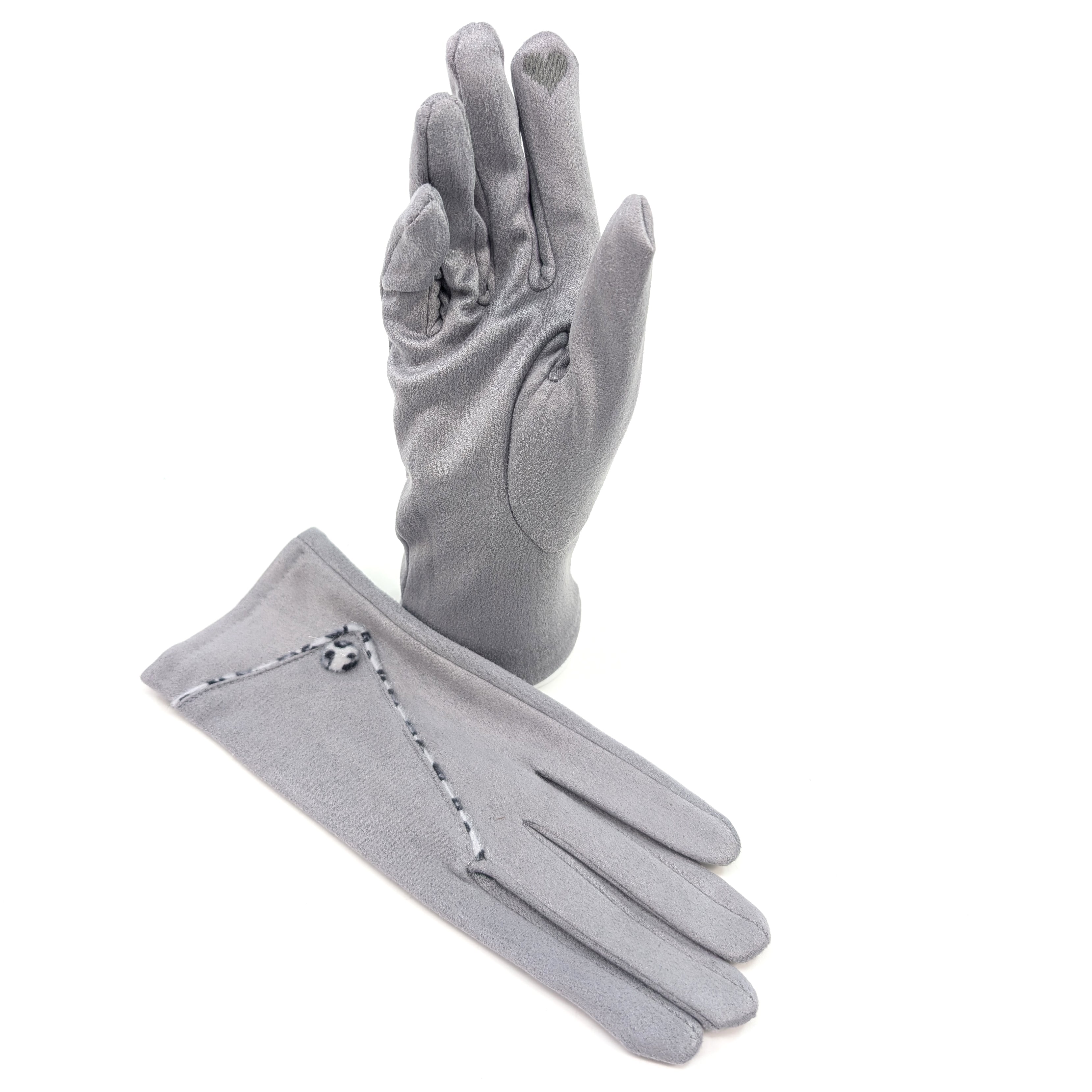 Fashionable Animal Print Foldable Suede Gloves for Women - Slate Grey - Perfect for Winter, Driving, and Outdoor Activities