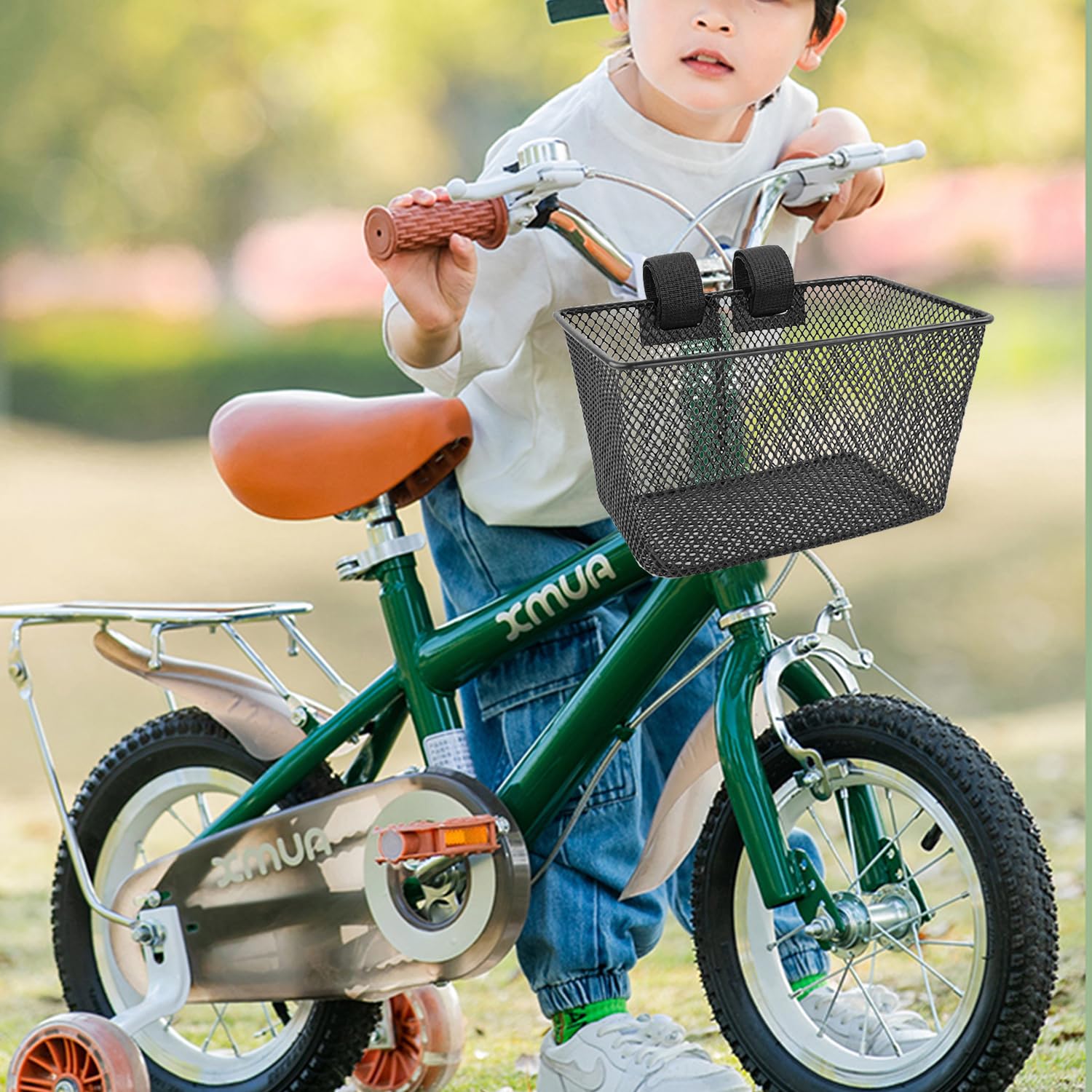 MKUERO Kids Bike Basket - Waterproof Metal Wire Front Bicycle Basket for Boys & Girls - Fits Most Children's Bikes & Tricycles - Perfect for School Commutes, Picnics & Outdoor Adventures