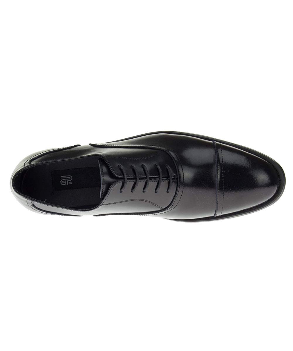 DTI Men's Leather Oxford Dress Shoes - Classic Cap-Toe Lace-Up Formal Shoes Z2088 in Black (Size 43.5 EU/10.5 US) - Perfect for Business, Weddings & Office Wear