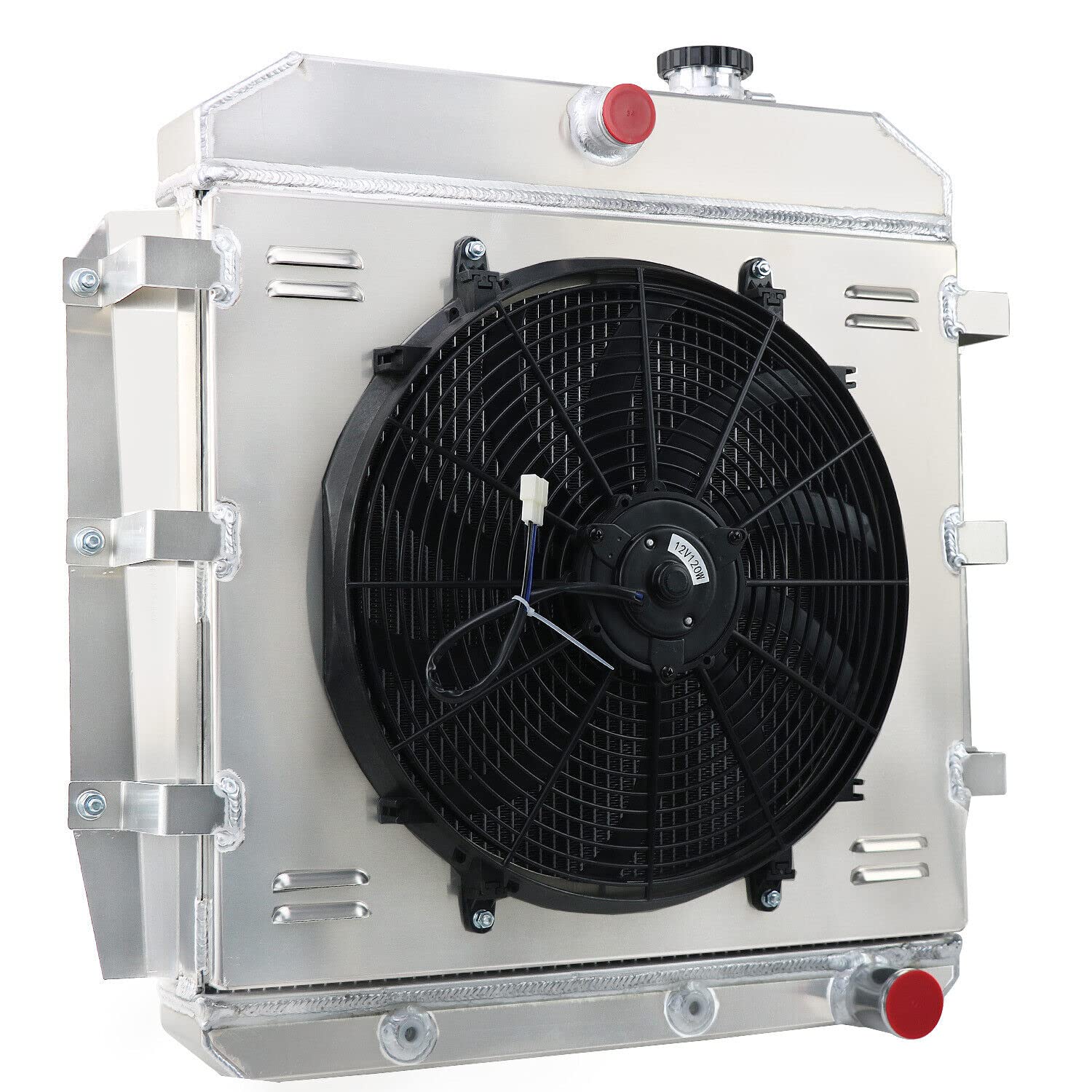 3 Row Aluminum Radiator & Shroud Fan for 1955-1959 Chevy Truck Pickup 3100 3200 3400 3500 3600 3700 3800 & Suburban Apache/GMC 100 150 - Perfect Cooling Upgrade for Classic Trucks & Restoration Projects