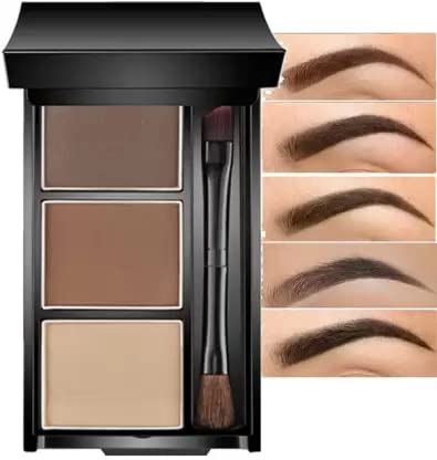 3 Colors Eyebrow Palette with Brush - Natural Eyebrow Makeup Kit for Perfect Brows | Home, Travel & Professional Use