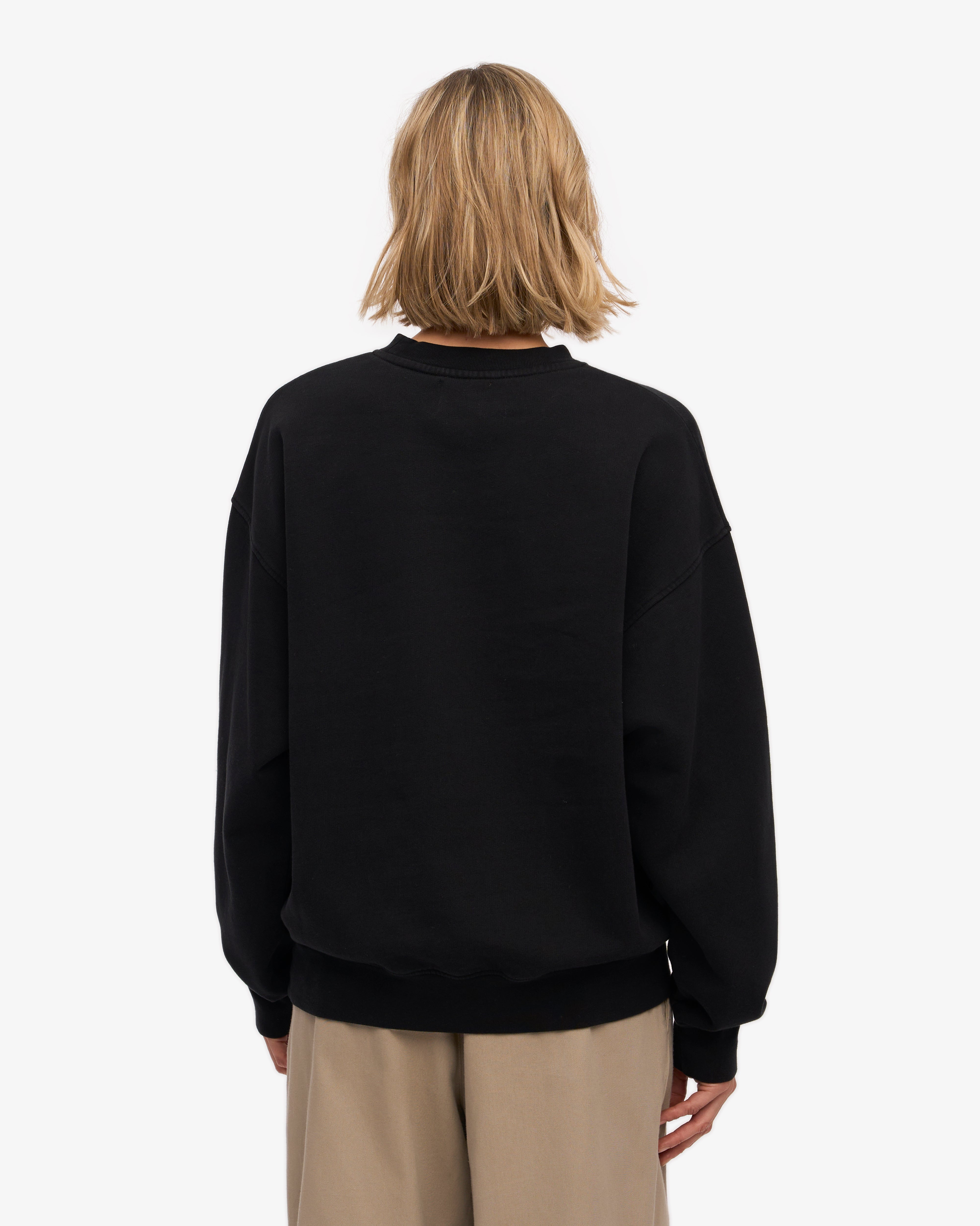 Organic Oversized Crewneck Sweatshirt for Women - Soft & Comfortable Deep Black Pullover - Perfect for Casual Wear, Lounge & Street Style