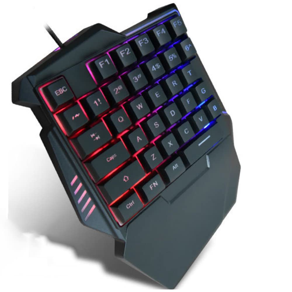 One-Hand Gaming Keyboard 35 Keys, RGB Backlit USB Keypad for Esports & Multimedia Gaming