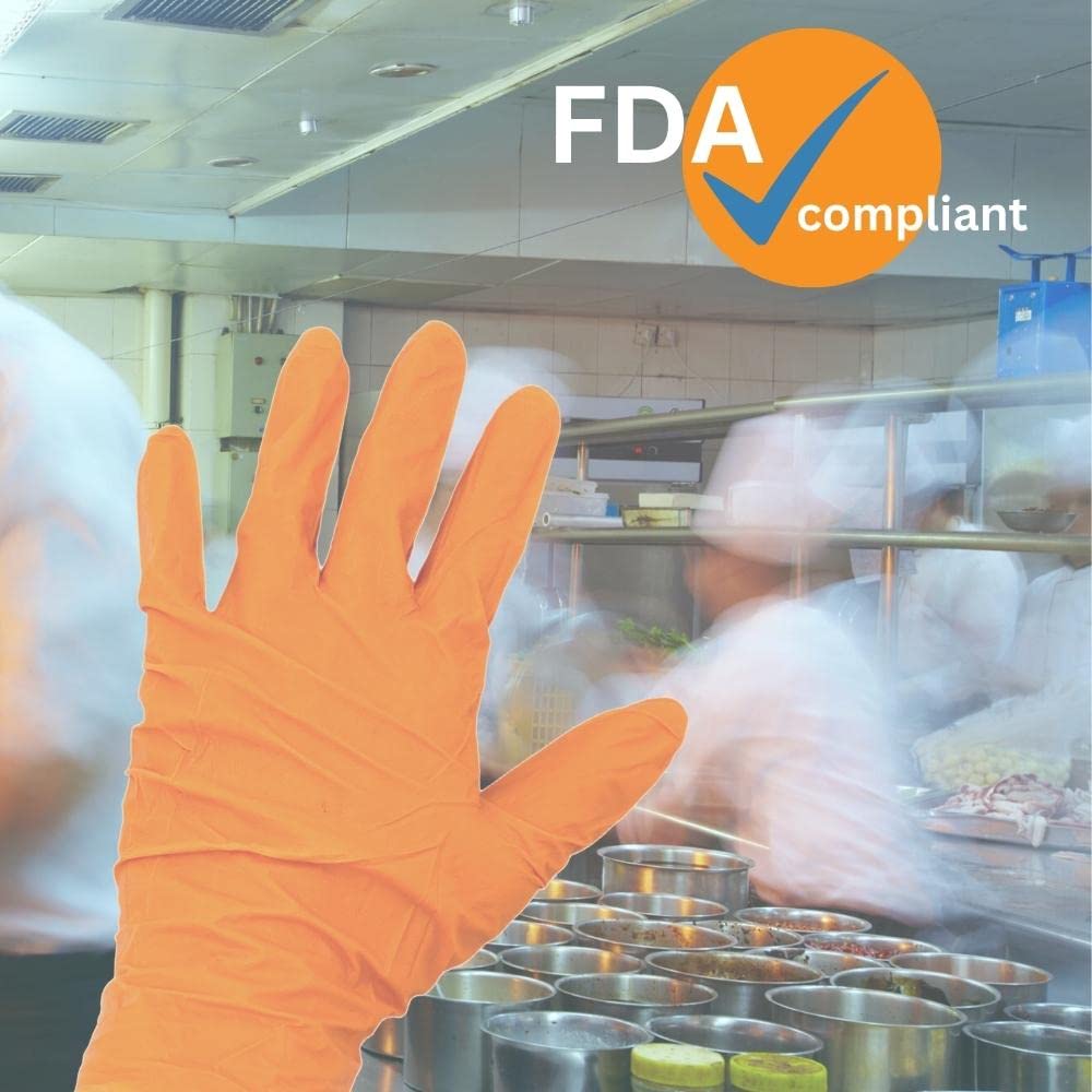 PSBM Orange Nitrile Gloves 5 Mil - Latex Free & Powder Free Disposable Gloves for EMT, Industrial, Automotive Use - Heavy Duty Safety Gloves - Large Size (Pack of 2000) - Ideal for Medical, Food Service & Cleaning Professionals