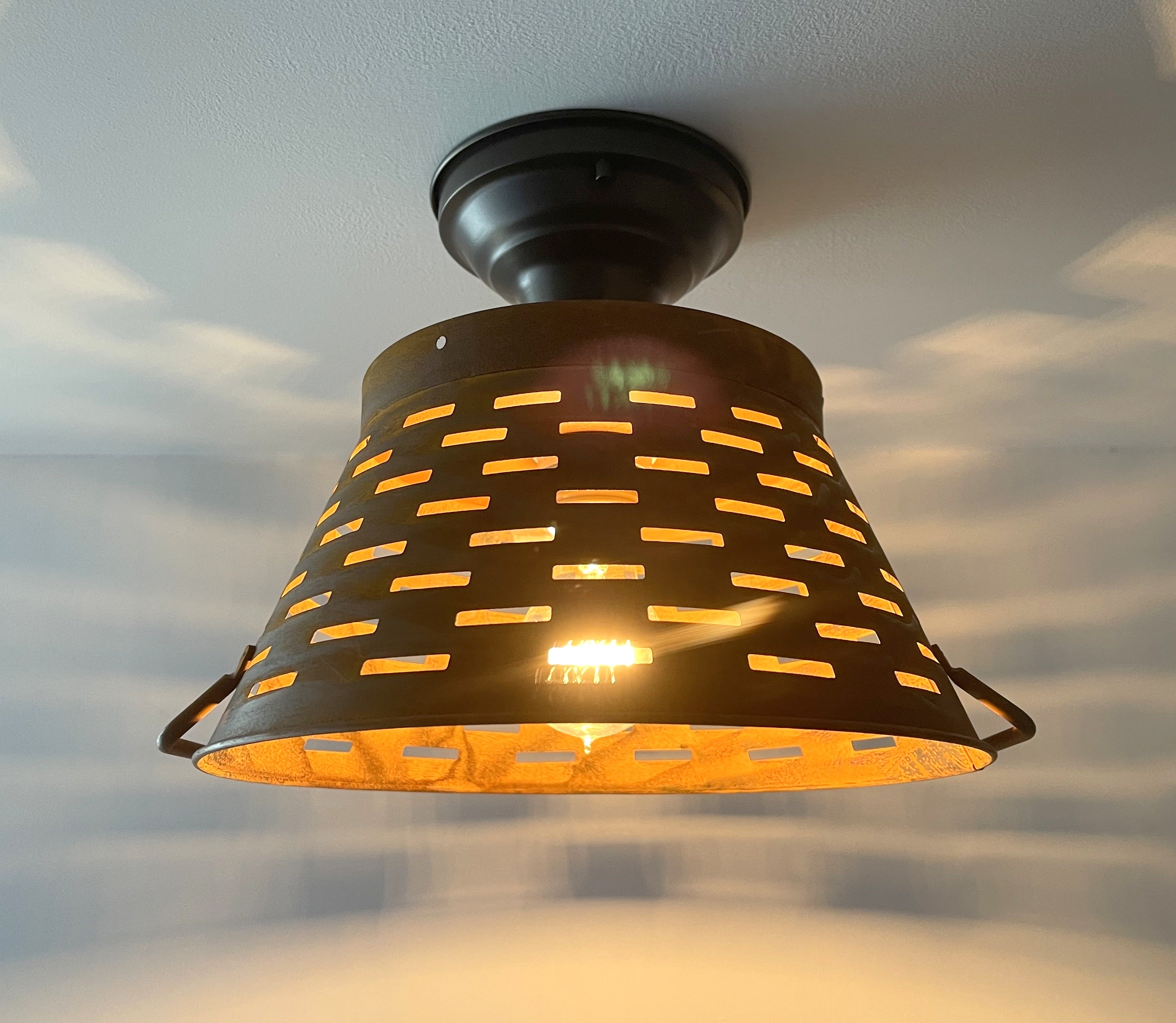 Vintage Pierced Barn Metal Farmhouse Ceiling Light Fixture - Rustic Industrial Pendant Lighting for Kitchen, Dining Room & Bedroom