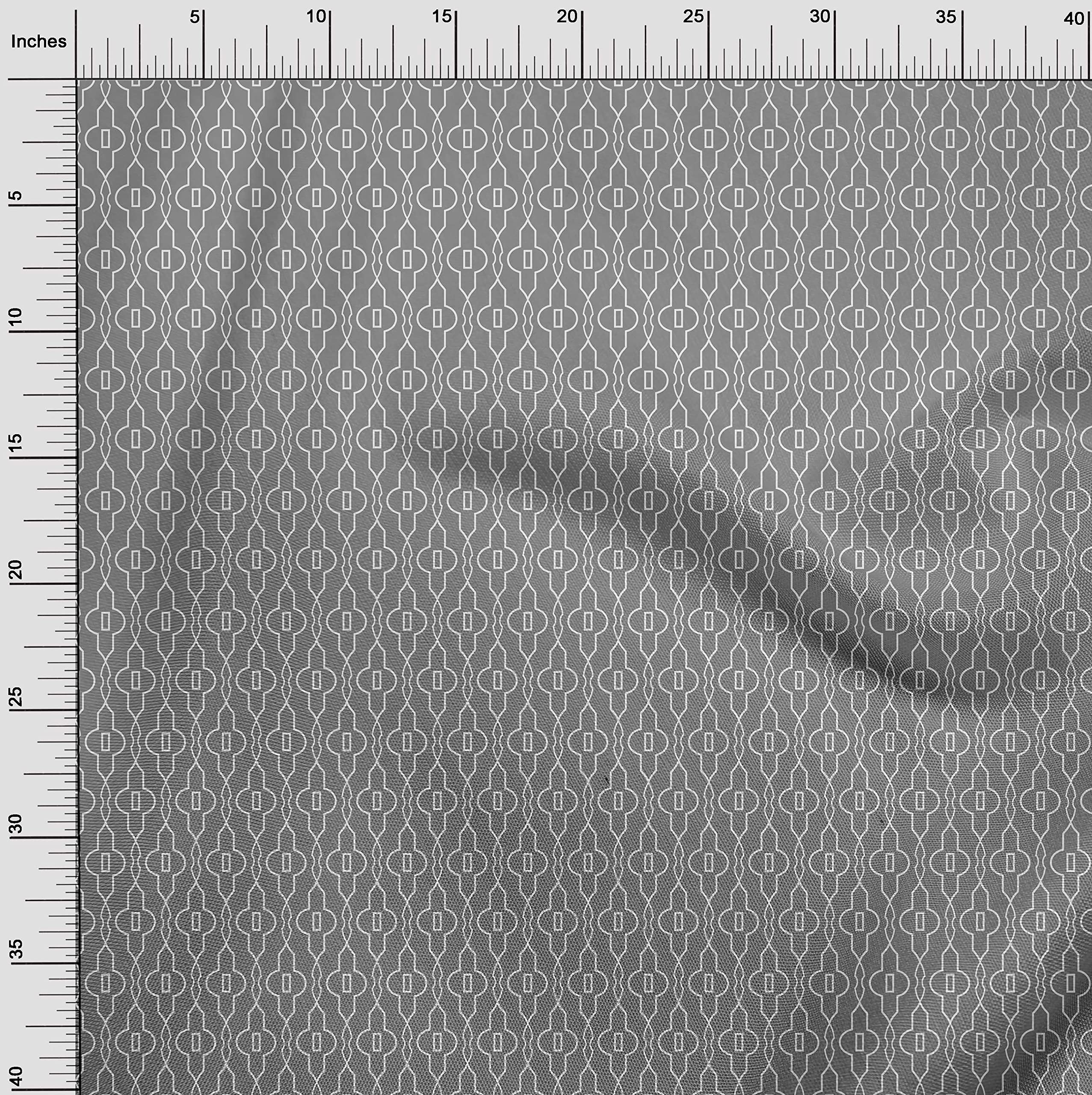 oneOone Polyester Spandex Gray Geometric Print Fabric - 56 Inch Wide for Sewing, DIY Crafts, Upholstery & Home Decor Projects (7985)
