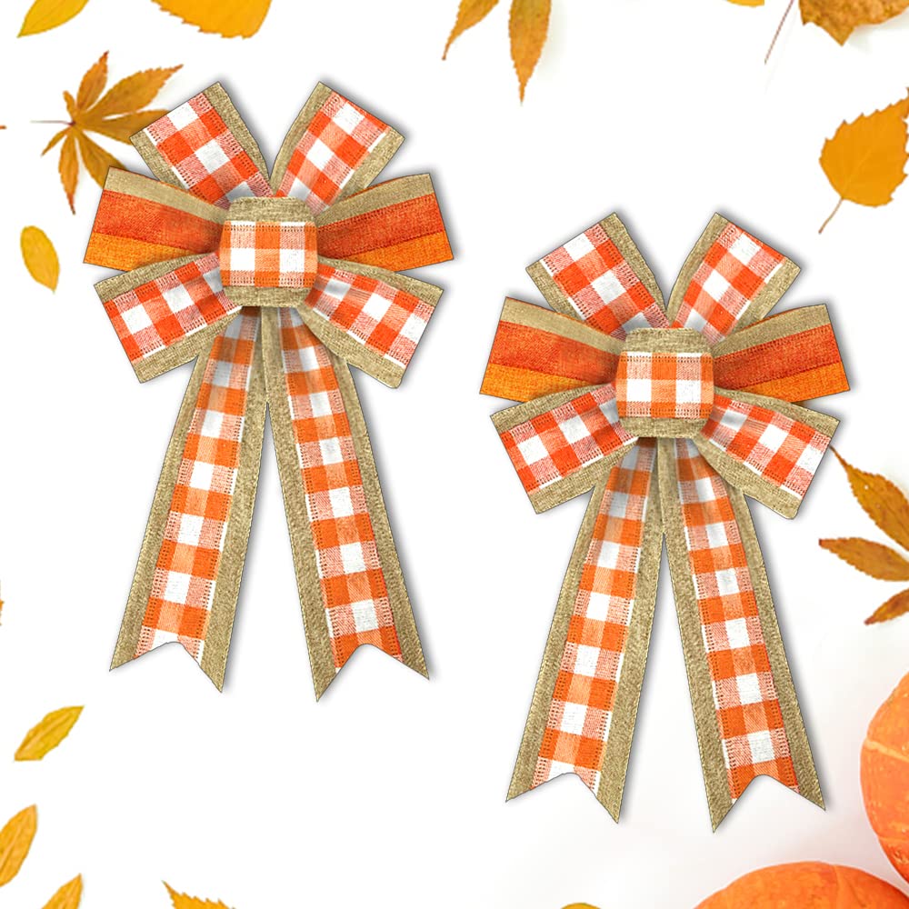 2pcs Fall Wreath Bows - Thanksgiving Decor for Home Indoor/Outdoor