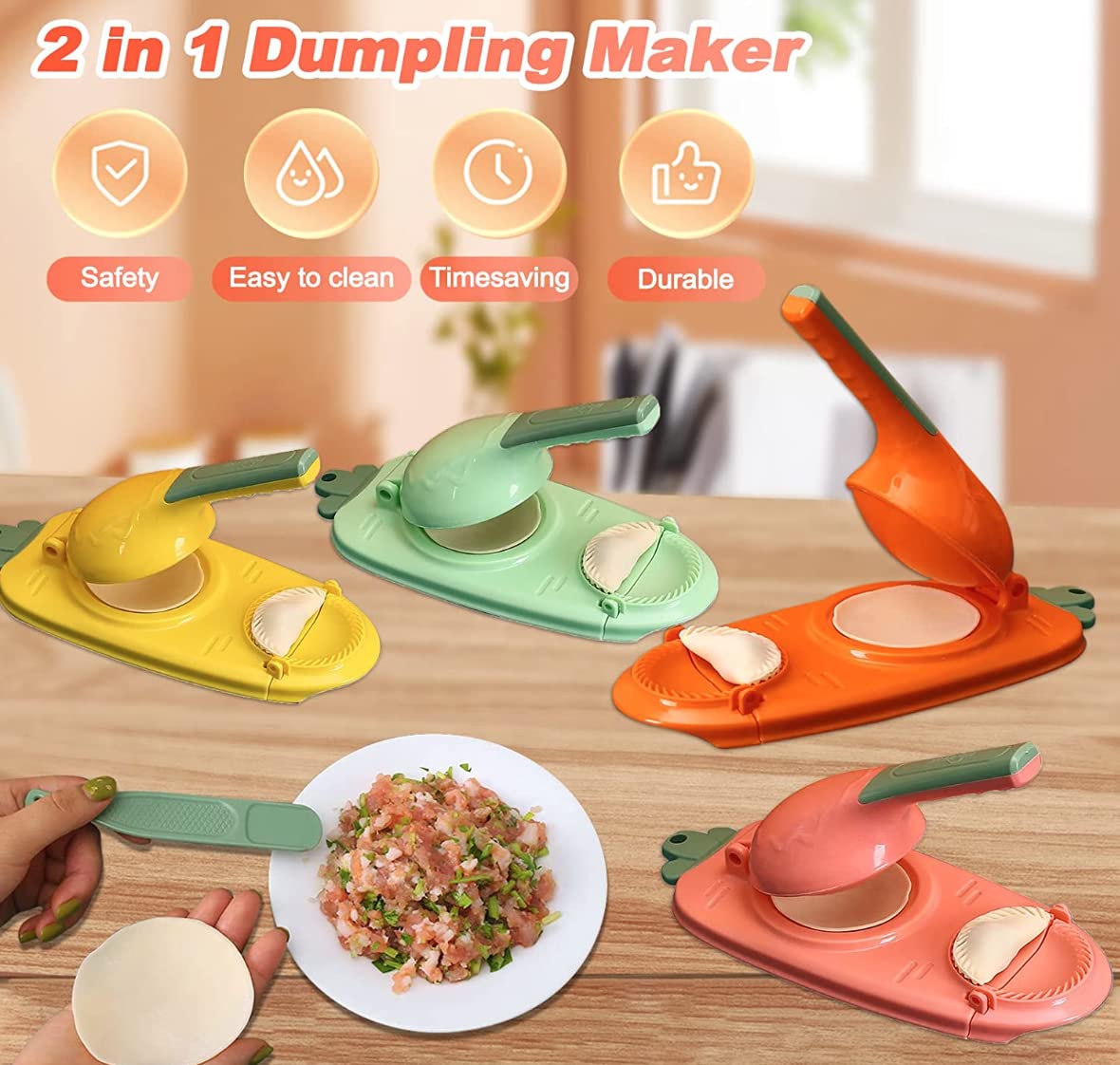 2 in 1 Dumpling Maker - Manual Dumpling Mould & Wrapper - Kitchen Baking Pastry Tool for Homemade Dumplings, Gyoza, Pierogi - Perfect for Family Cooking, Asian Cuisine, and Party Food Prep