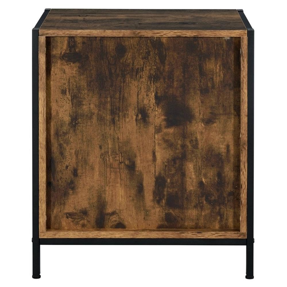 Acme Juvanth Rustic Oak & Black 2-Drawer Wooden Nightstand - Perfect for Bedroom Furniture, Guest Room, or Small Space Storage