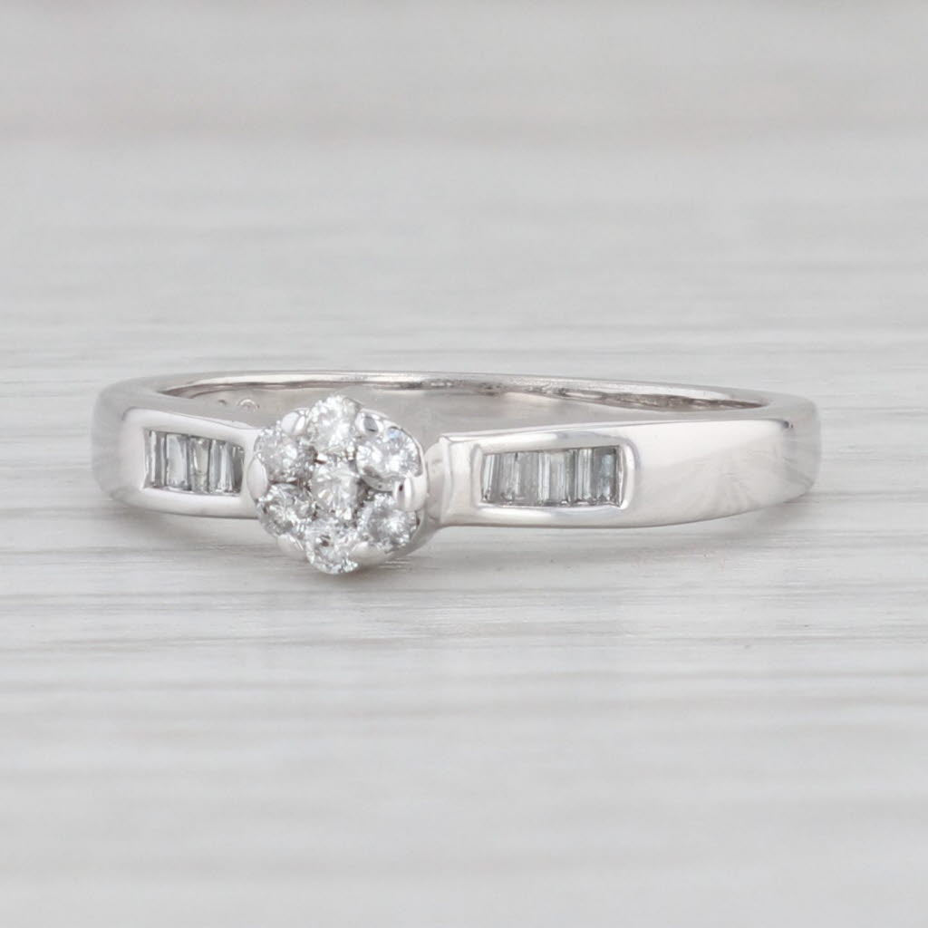 0.24ctw Round Cut Diamond Engagement Ring in 10k White Gold - Size 7 | Perfect Proposal Gift for Her, Wedding Band, Anniversary Present