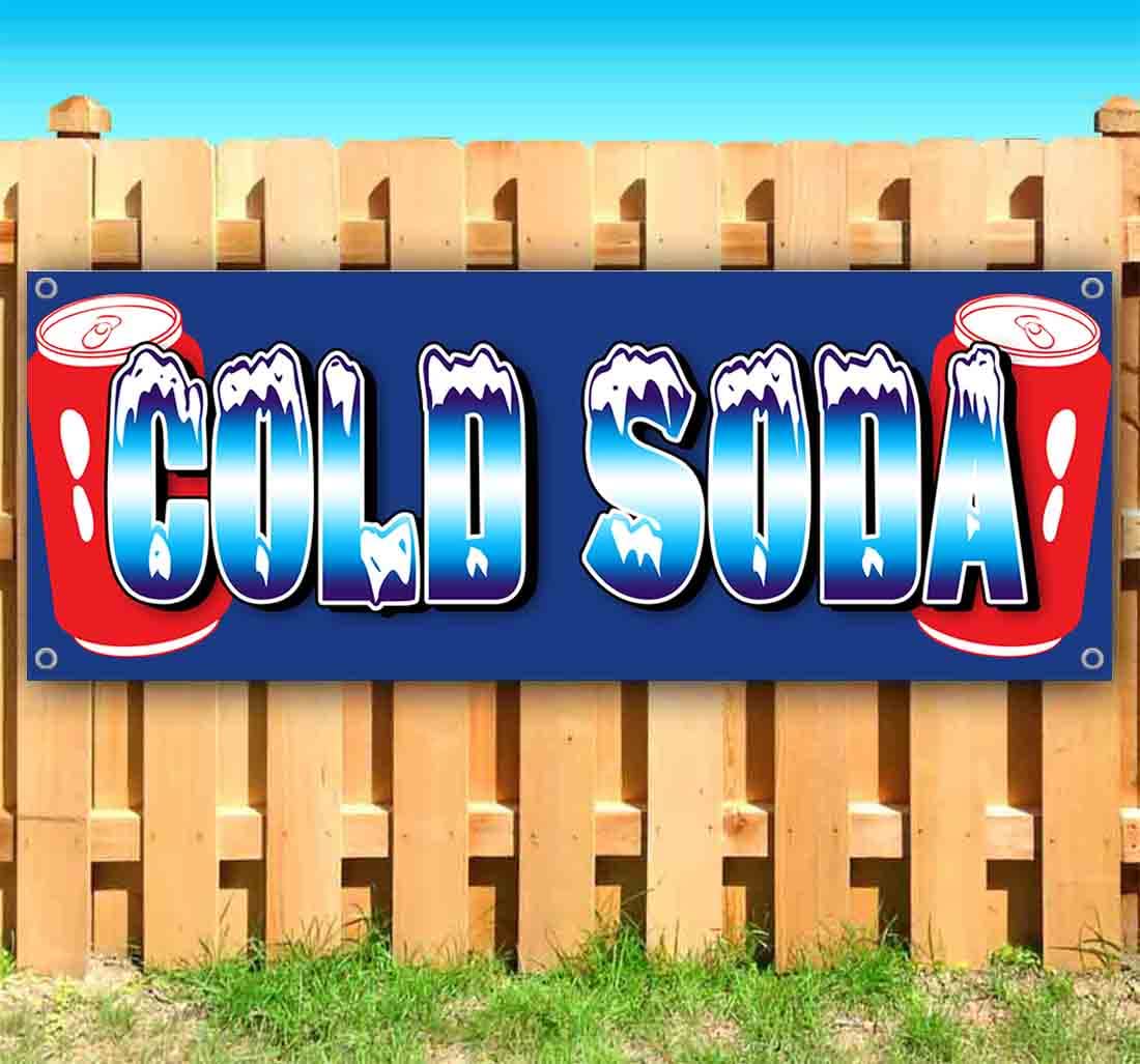 13 oz Heavy-Duty Vinyl Cold Soda Banner - Single-Sided with Metal Grommets | Durable Non-Fabric Sign for Restaurants, Bars & Outdoor Events