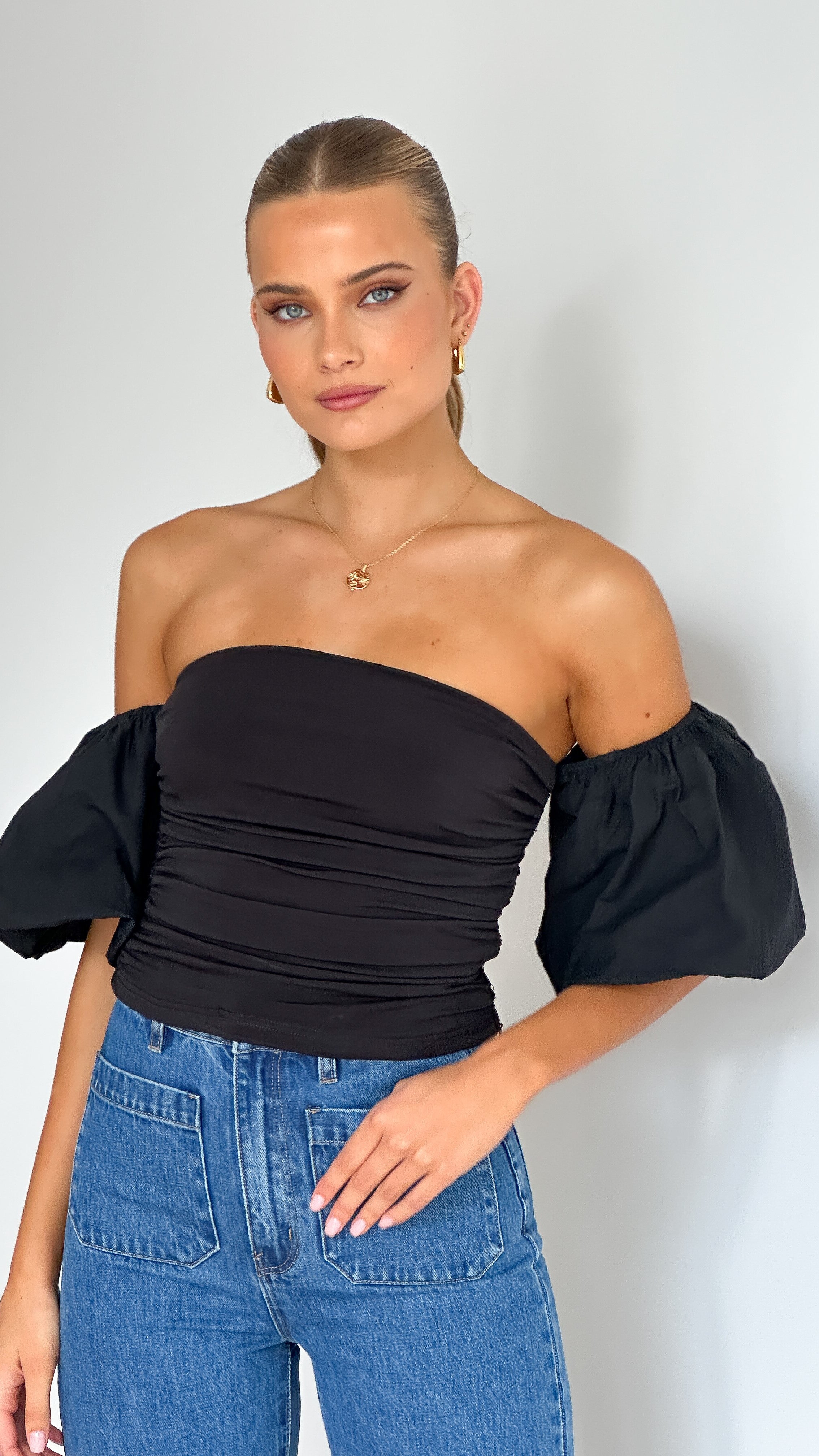 Florence Women's Black Crop Top | Short Sleeve Casual Shirt | Perfect for Summer Outfits, Beachwear & Street Style