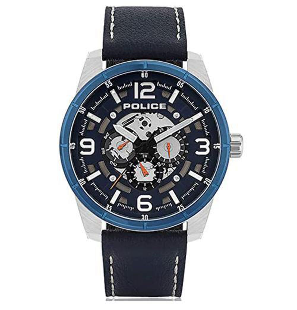 Lawrence Men's Analog Japanese Automatic Police Watch with Leather Bracelet PL.15663JSTBL-03 - Premium Dress Watch for Business, Formal Occasions & Collectors