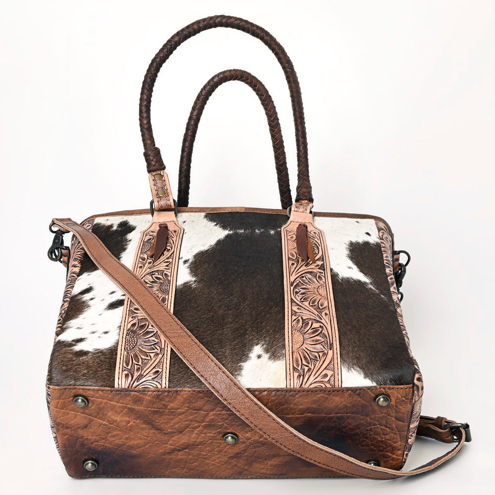 American Darling ADBGH101 Genuine Leather Women's Tote Bag - Hand Tooled Hair-On Cowhide Western Purse for Casual Outings, Work & Travel Accessories
