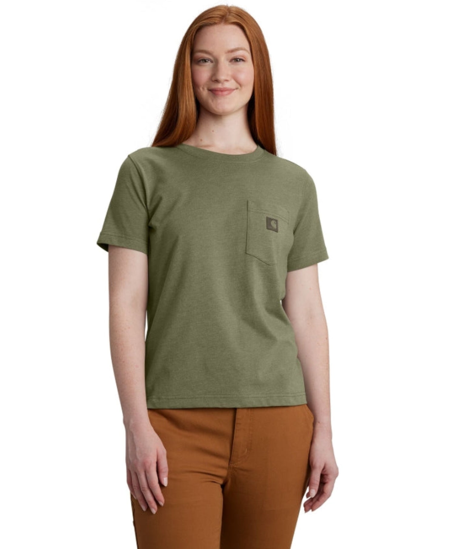 Carhartt Women's Relaxed Fit Lightweight Short Sleeve T-Shirt with Chest Pocket - Comfortable Casual Workwear for Outdoor Activities and Everyday Wear