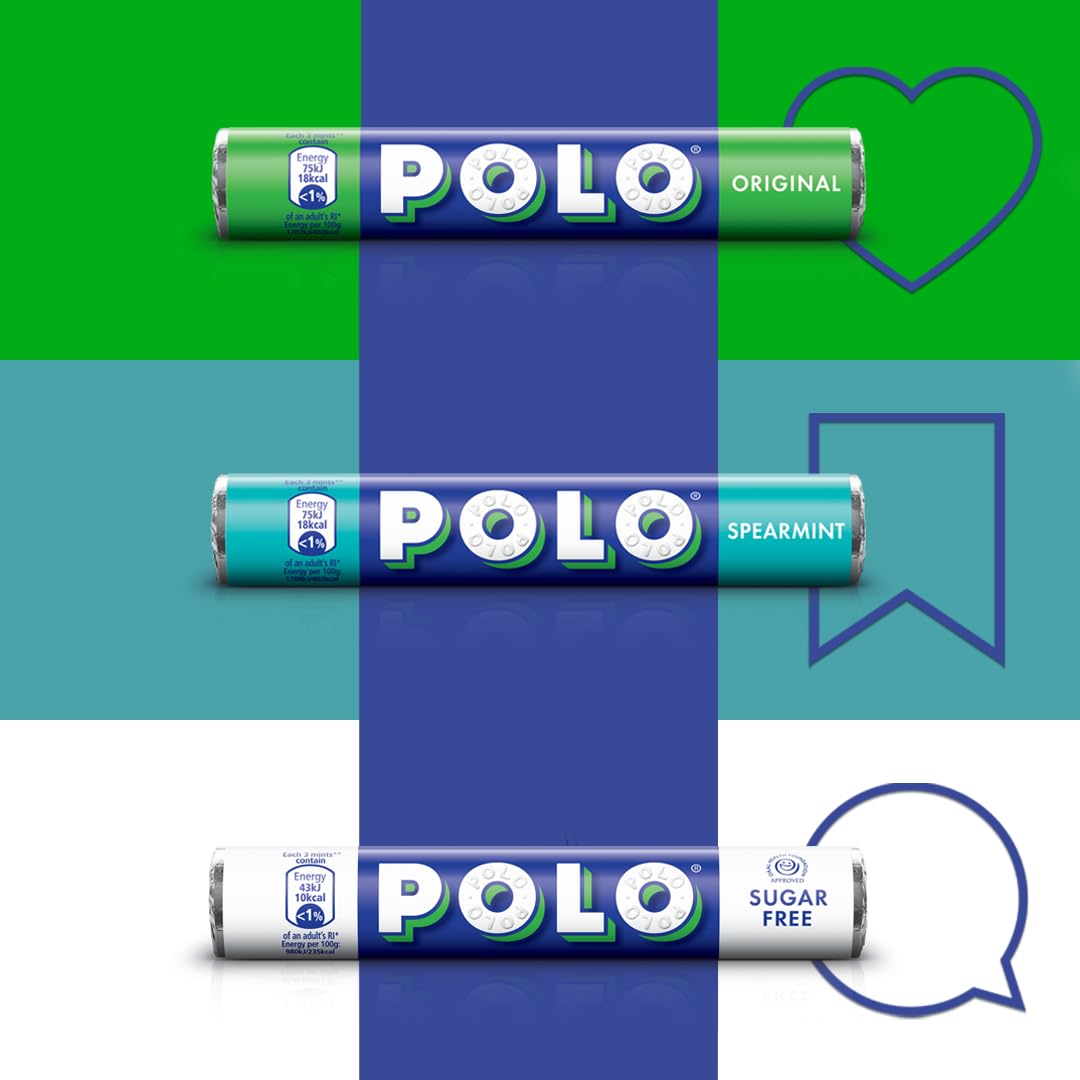 Polo Mints Rolls - 6 Pack of Refreshing Peppermint Candy for Office, Travel & Fresh Breath | Sugar-Free Mint Sweets
