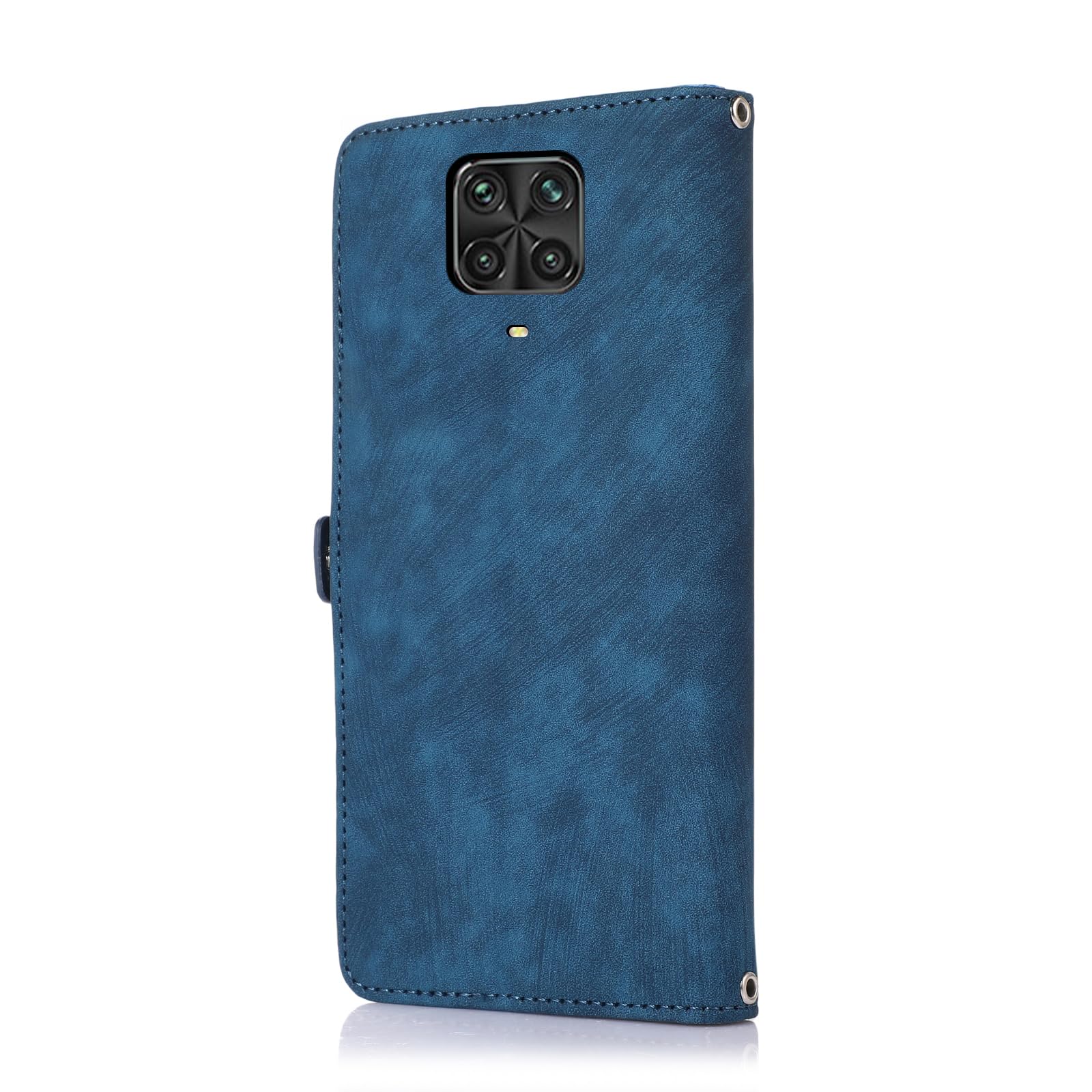 Premium Wallet Phone Case for Xiaomi Redmi Note 9 Pro/9S/9 Pro Max & Poco M2 Pro - Shockproof Flip Cover with Card Slots, Built-in Stand & Tempered Glass Screen Protector (Blue) - Perfect for Daily Use, Travel & Business Meetings
