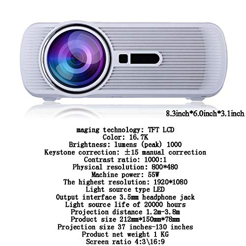 XIAOYUE Mini Projector 1080P HD Smart LED Portable Projector for Outdoor Movies, Home Theater, Gaming & Camping - Wireless WiFi Bluetooth Compatible for iPhone Android Devices