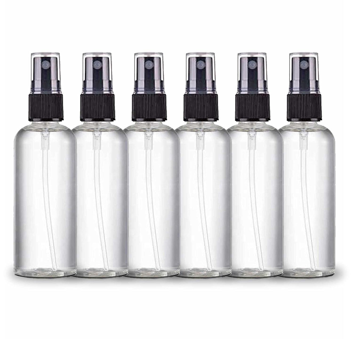 Zollyss 6-Pack 100ml Clear Empty Fine Mist Spray Bottles - Refillable Travel-Size Plastic Containers for Hair, Skin, Plants & Cleaning Solutions