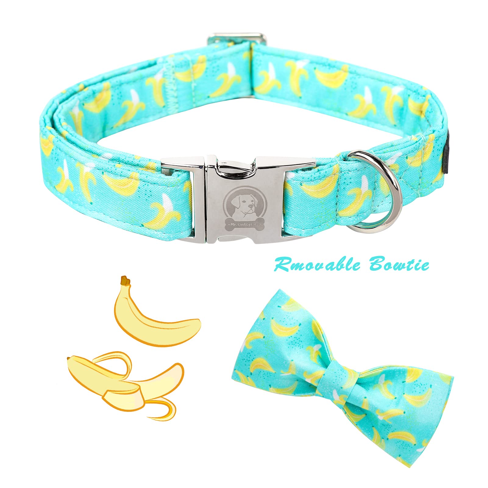 Premium Dog Collar with Bow Tie - Soft Cotton Adjustable Pet Collar for Small Medium Large Dogs - Perfect for Weddings, Parties & Special Occasions - Cute Puppy Accessories for Boy & Girl Dogs