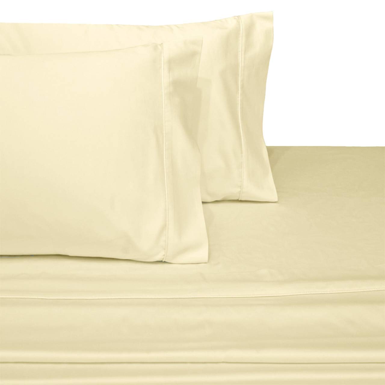 King Size 100% Cotton Sheets - Ivory Deep Pocket Sateen Weave Bedding Set | Ultra Soft & Breathable for Cool Sleep | Perfect for Master Bedroom, Guest Room & Luxury Hotels