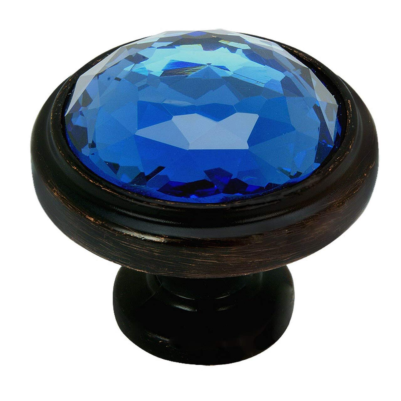 Cosmas 20 Pack Oil Rubbed Bronze Cabinet Knobs with Blue Glass - 1-1/4 Inch Round Knob Pulls for Kitchen, Bathroom & Furniture Drawers (5317ORB-BL)