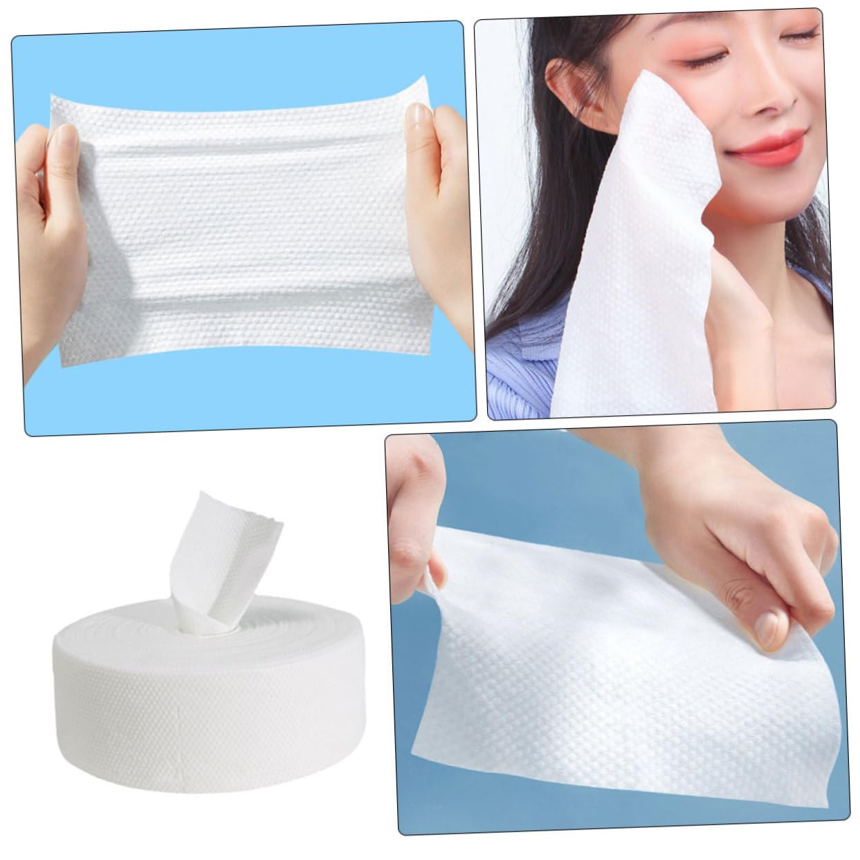 1 Roll Pure Cotton Face Towel for Makeup Removal | Soft Thickening Facial Washcloth | Gentle Makeup Remover Wipes | Perfect for Daily Skincare, Travel & Spa Use