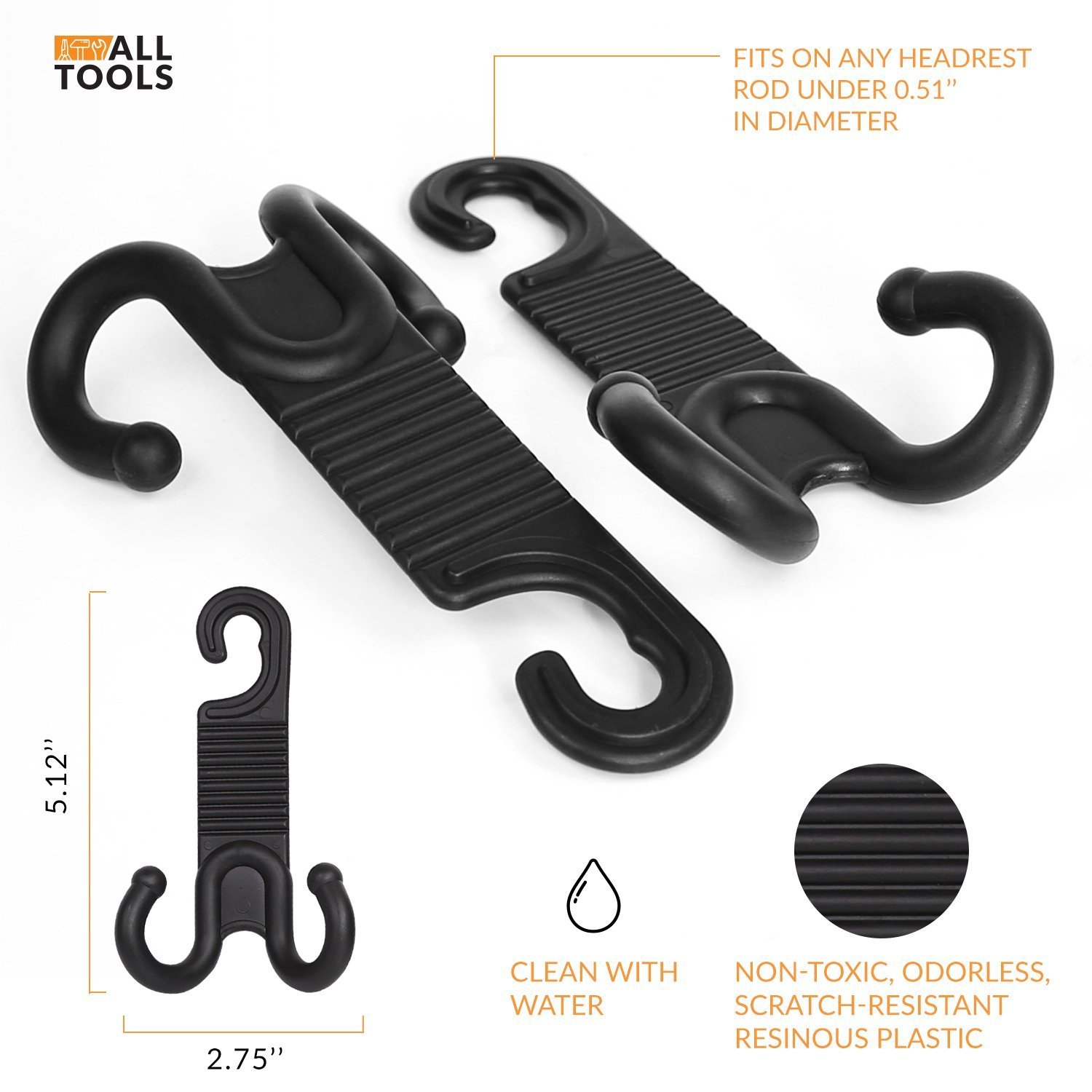Universal Car SUV Seat Headrest Hooks - Heavy Duty Backseat Hanger Organizer for Purse, Grocery Bags, Handbags & Coats - Vehicle Storage Accessories for Men & Women - Perfect for Road Trips, Shopping & Daily Commute