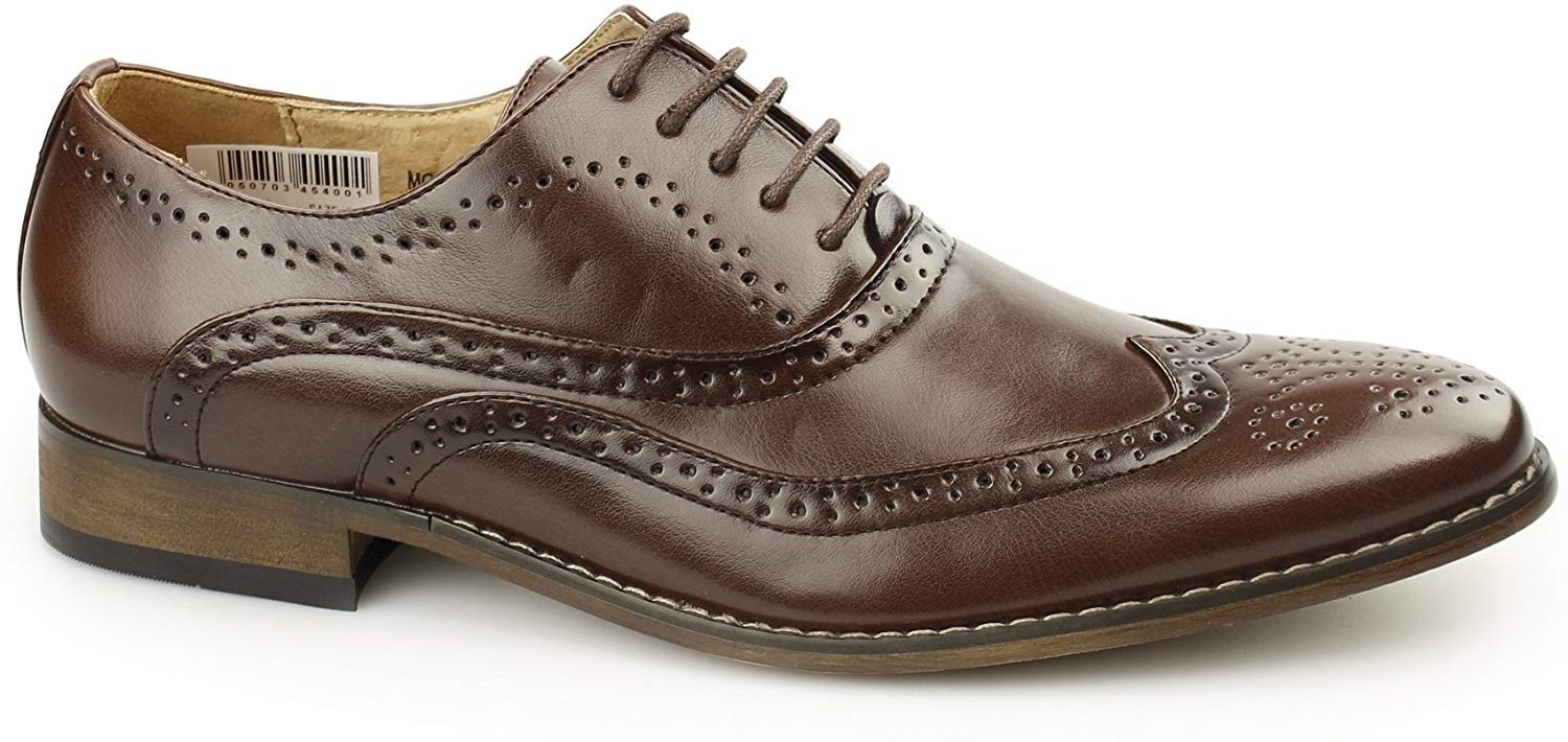 GOOR Men's 5-Eyelet Brogue Oxford Shoes - Classic Formal Dress Shoes for Business, Office & Wedding Occasions