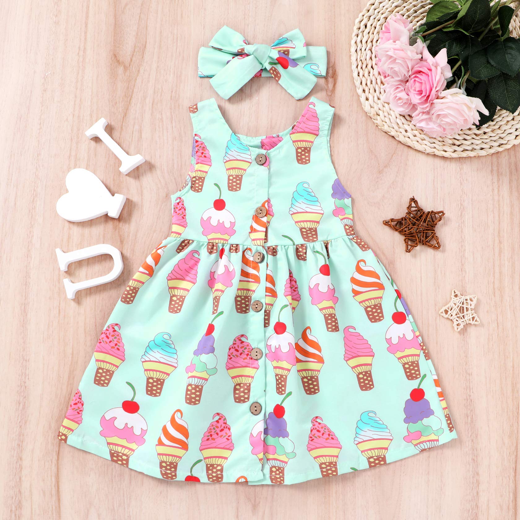 YOUNGER TREE Toddler Dresses - Cute Lemon & Pineapple Print Baby Girl Summer Sundress for Spring & Summer | Perfect for Beach Outings, Birthday Parties & Family Photos