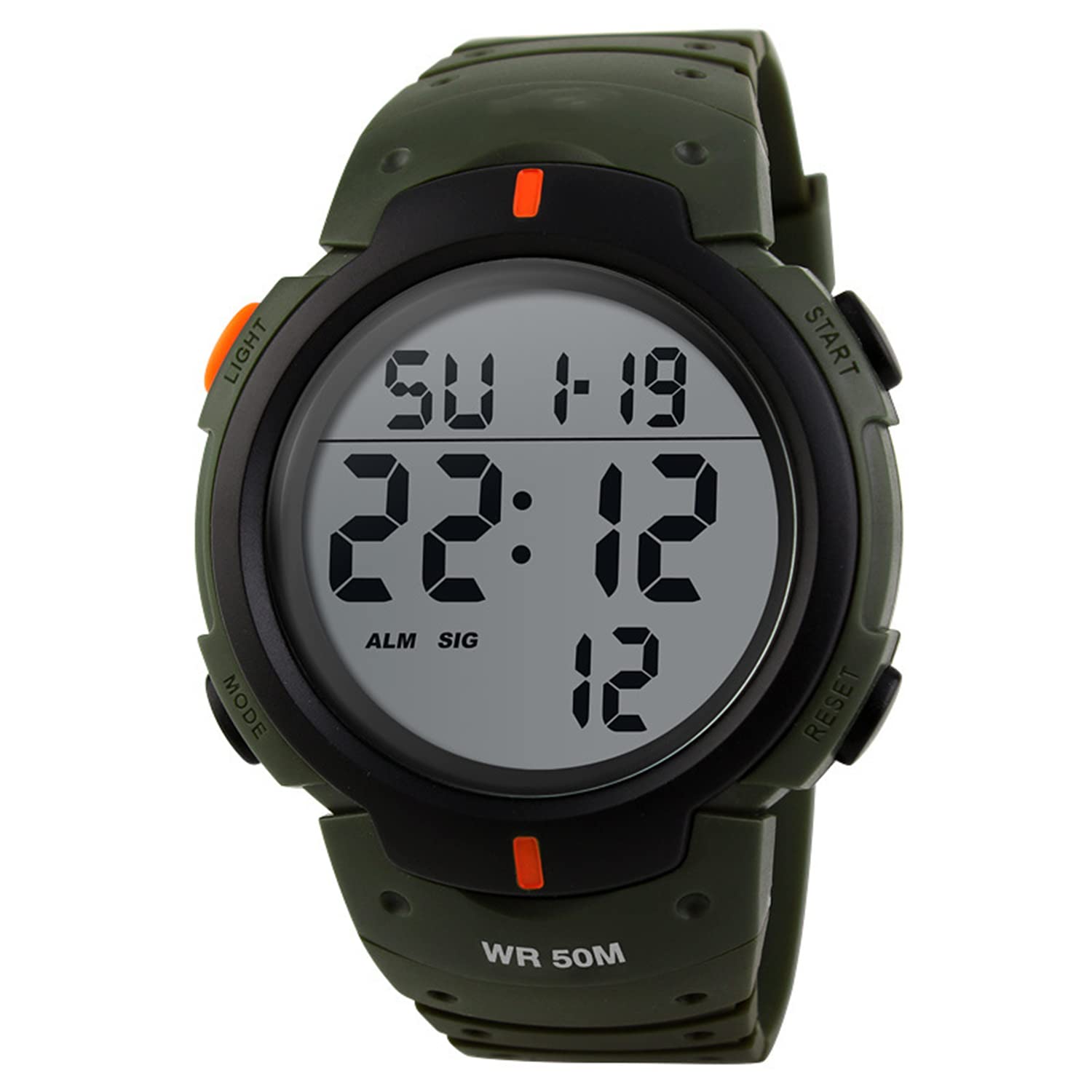 Readeel Simple Sport Digital Watch for Men - Waterproof Multifunction Outdoor Watch with Stopwatch, Alarm, LED Display - Perfect for Running, Hiking, Gym & Student Activities