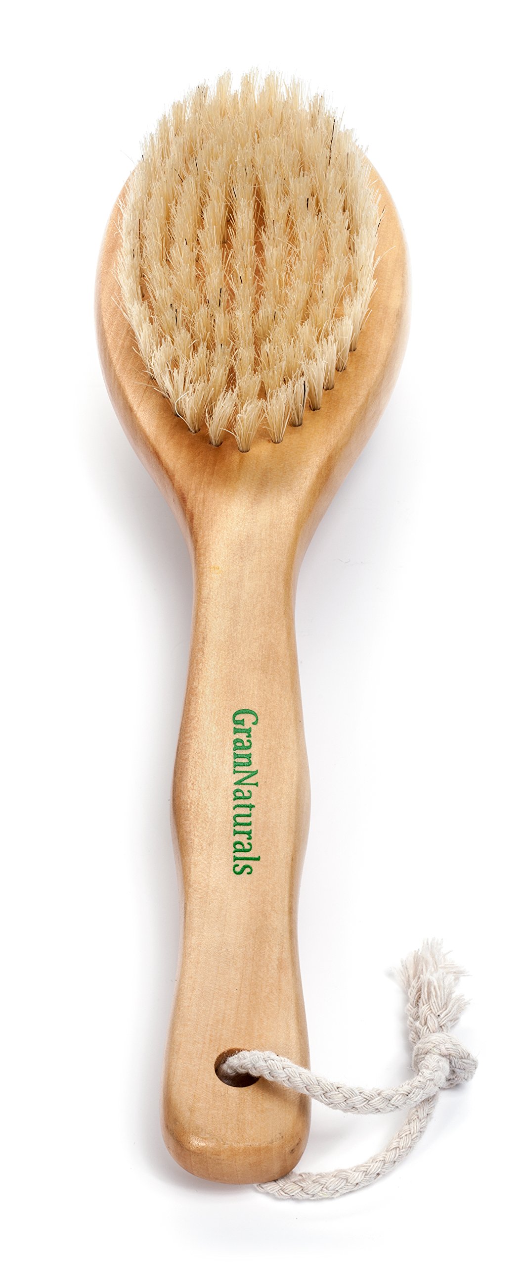 GranNaturals Dry Brushing Body Brush for Lymphatic Drainage & Cellulite Reduction - Natural Bristle Exfoliating Brush for Body, Back, Legs & Feet - Skin Scrubber for Ingrown Hair & Bumps - Perfect for Spa, Self-Care & Detox Routines