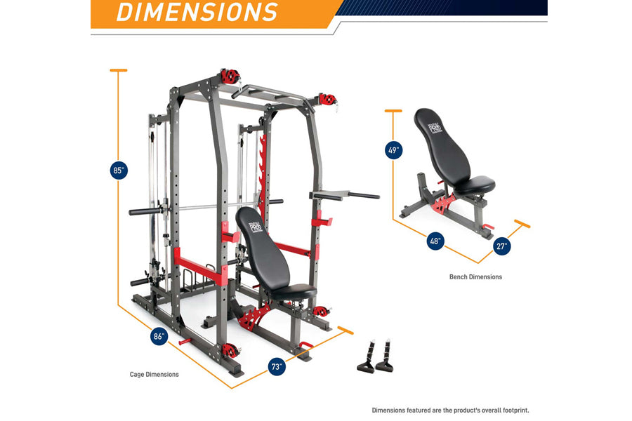 Marcy Pro SM-4903 Smith Machine Home Gym System - Power Cage for Strength Training & Weightlifting - Perfect for Home Workouts & Fitness Enthusiasts