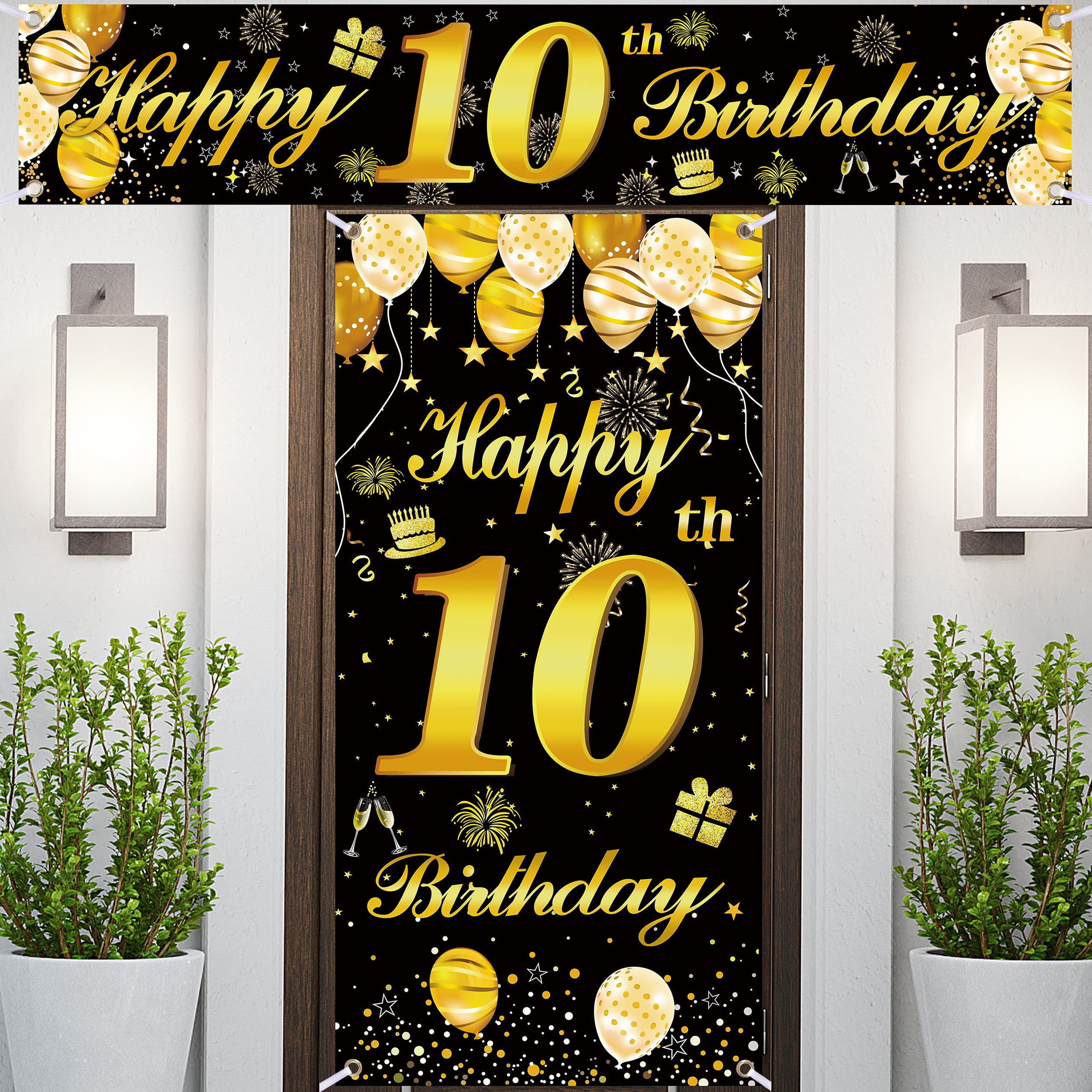 10th Happy Birthday Door Banner - Birthday Decorations for Men, Party Supplies, Backdrop - Perfect for Birthday Parties, Anniversaries & Celebrations