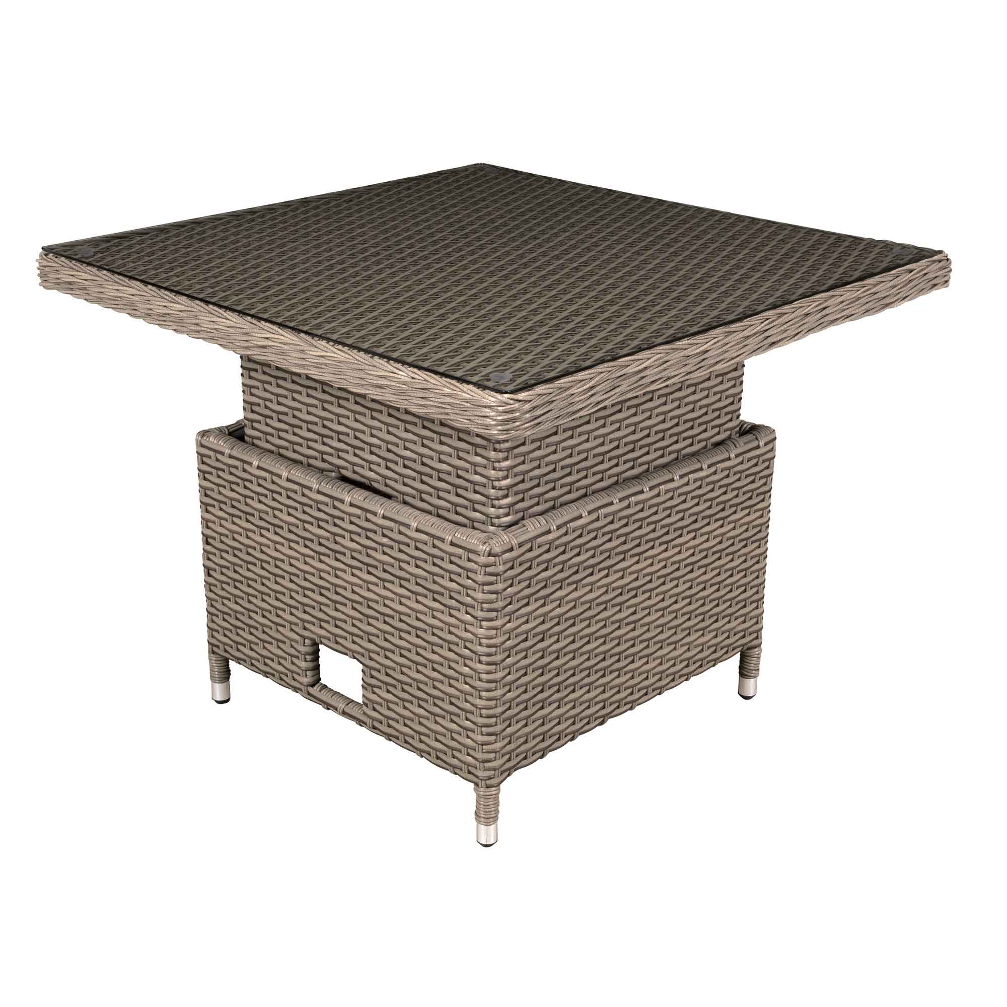 Chester Rattan Wicker Adjustable Height Outdoor Dining Table - Brown (DG73) | Perfect for Patio, Garden & Backyard Entertaining