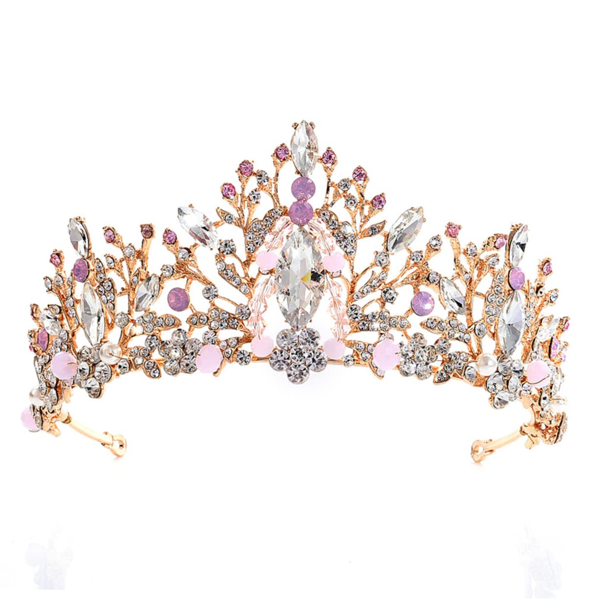 FOMIYES Bridal Tiara Headpiece - Sparkling Pink Diamond Crystal Wedding Hair Hoop for Bride, Women's Elegant Wedding Accessory | Perfect for Bridal Showers, Weddings & Special Occasions