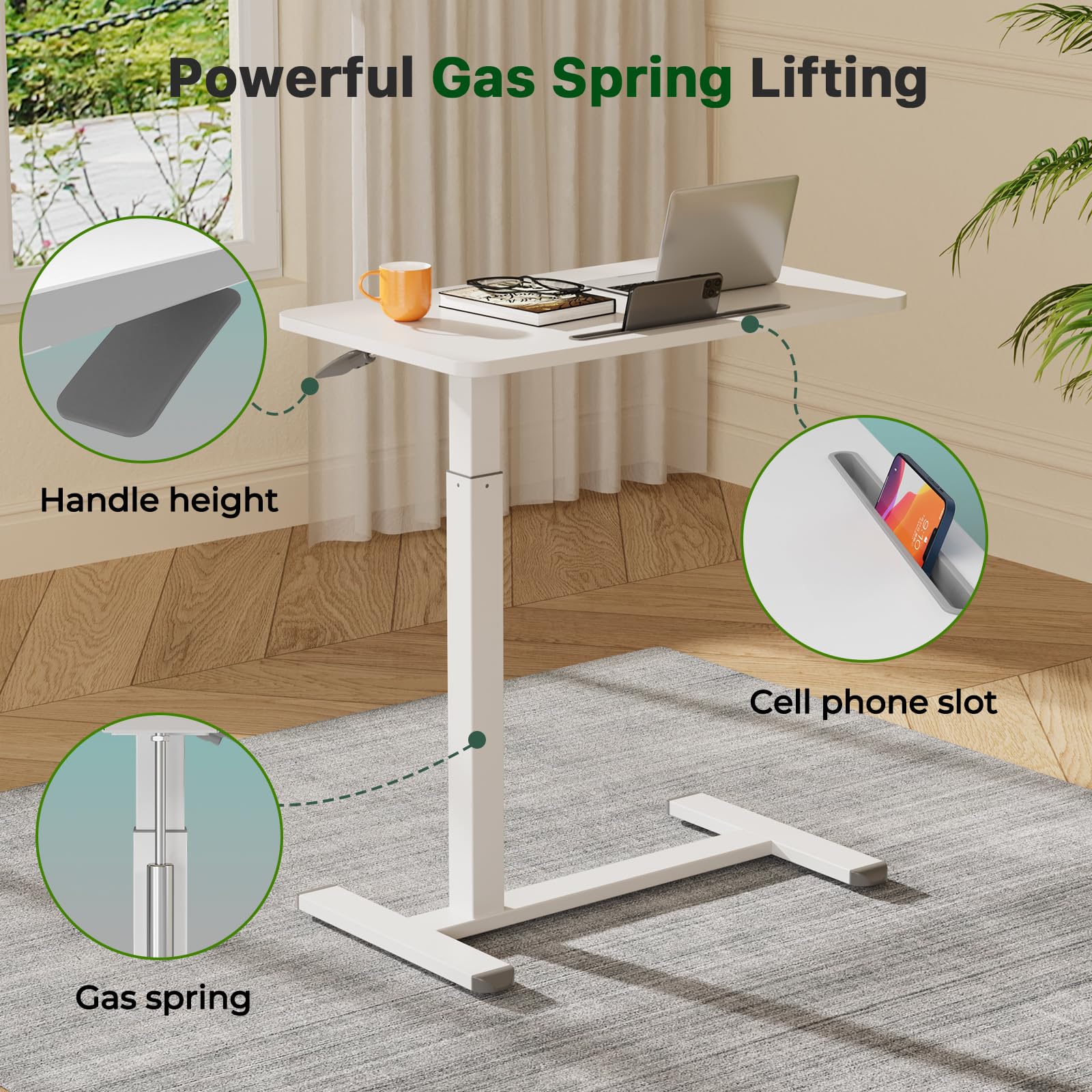 Adjustable Mobile Standing Desk with Wheels - 27.5