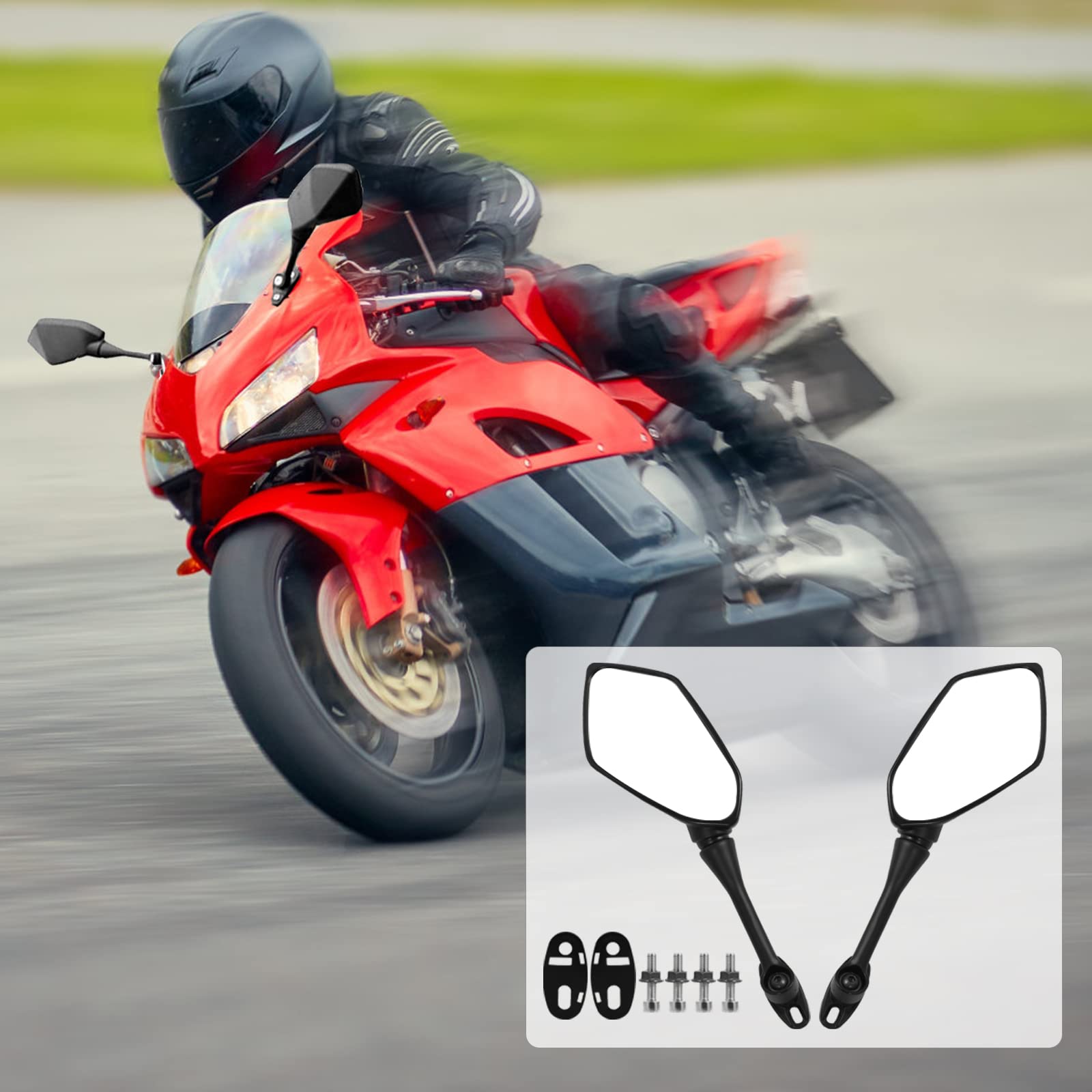Honda CBR600RR Motorcycle Mirrors - Compatible with CBR250R, CBR300R, CBR500R, CBR900RR, CBR1000RR & More - Durable Side View Mirrors for Street Bikes & Racing - Perfect for Daily Commuting & Track Riding